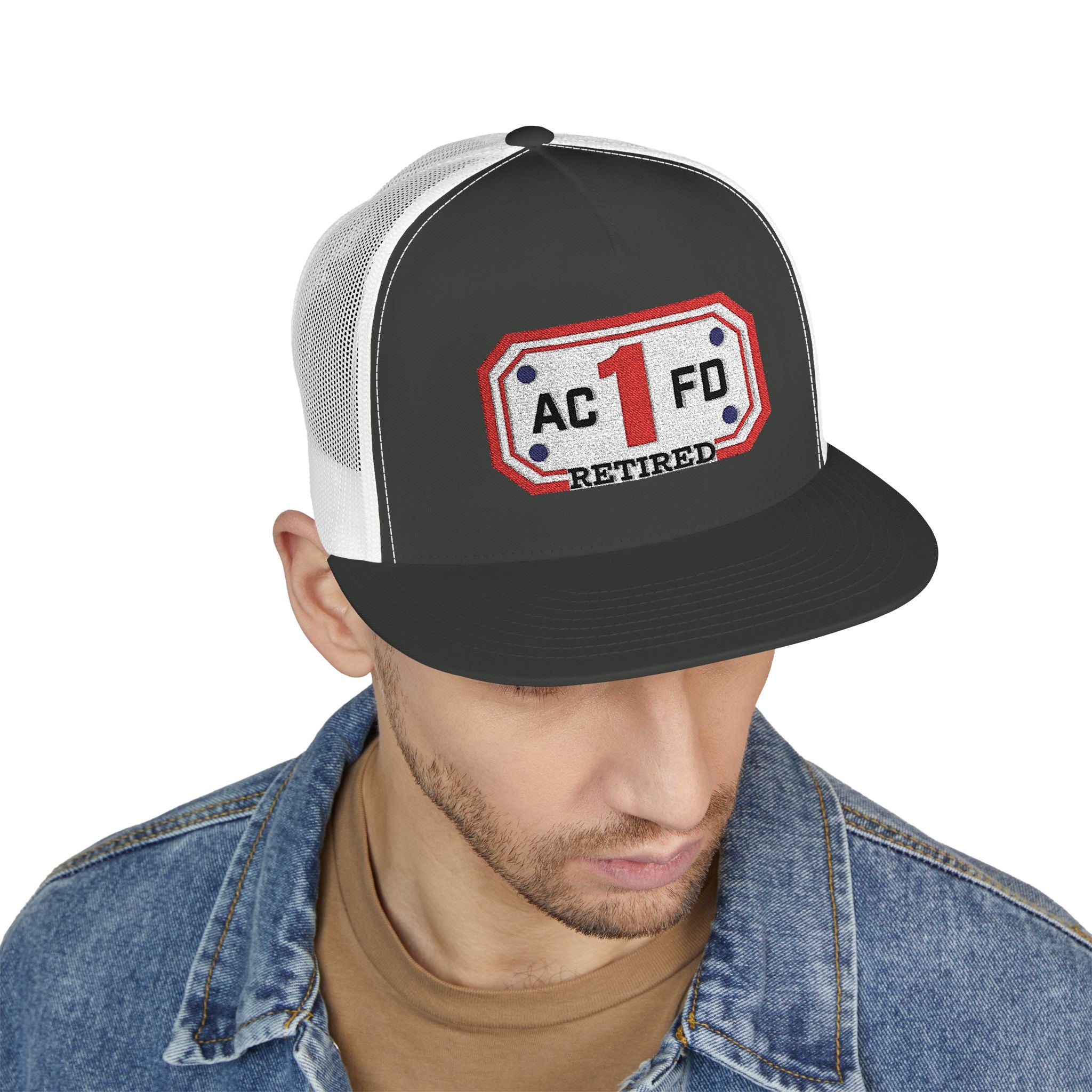 Retired Arlington Engine 1 - 5 Panel Trucker Cap (Embroidery)