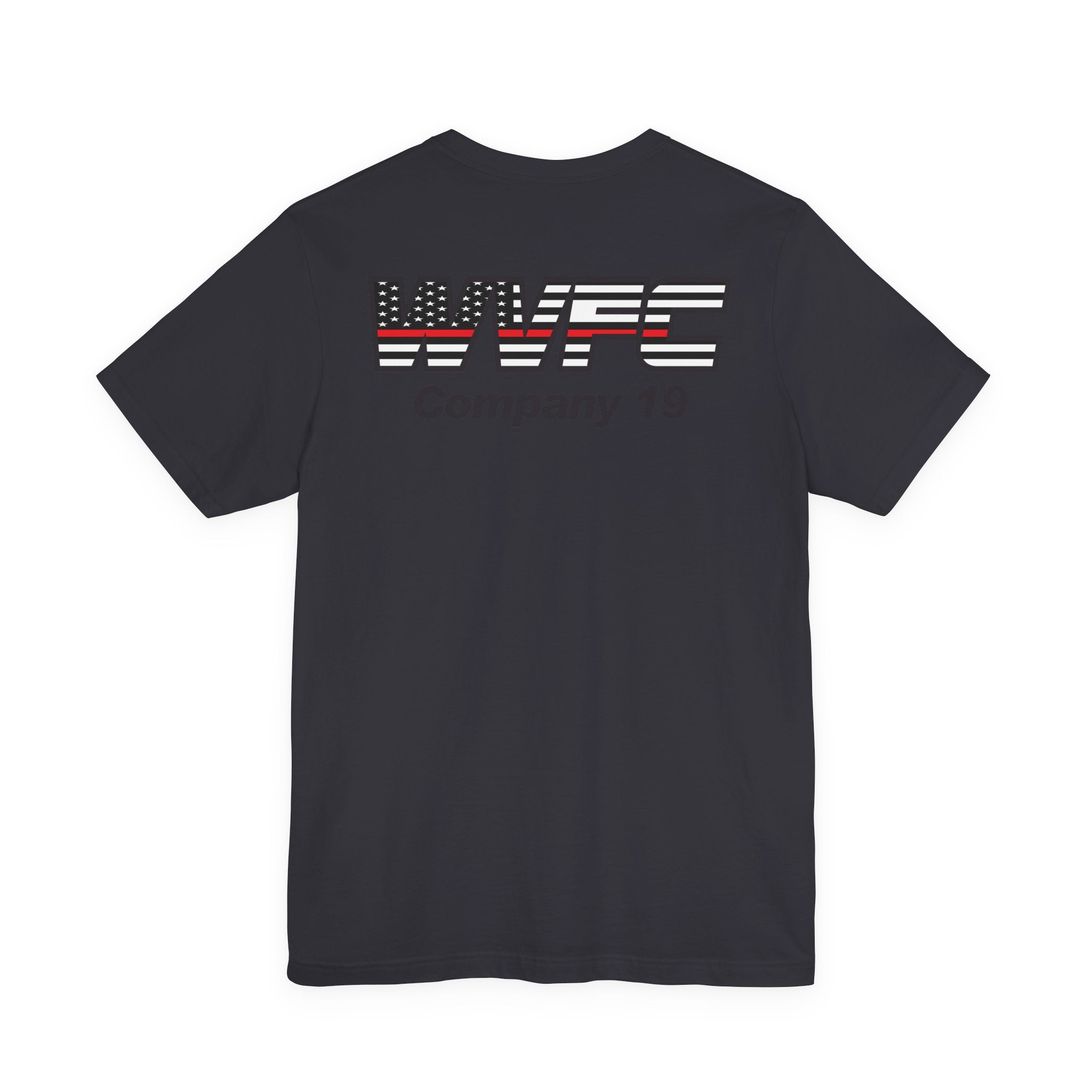 WVFC FD logo black Redline flag back - Unisex Jersey Short Sleeve Tee