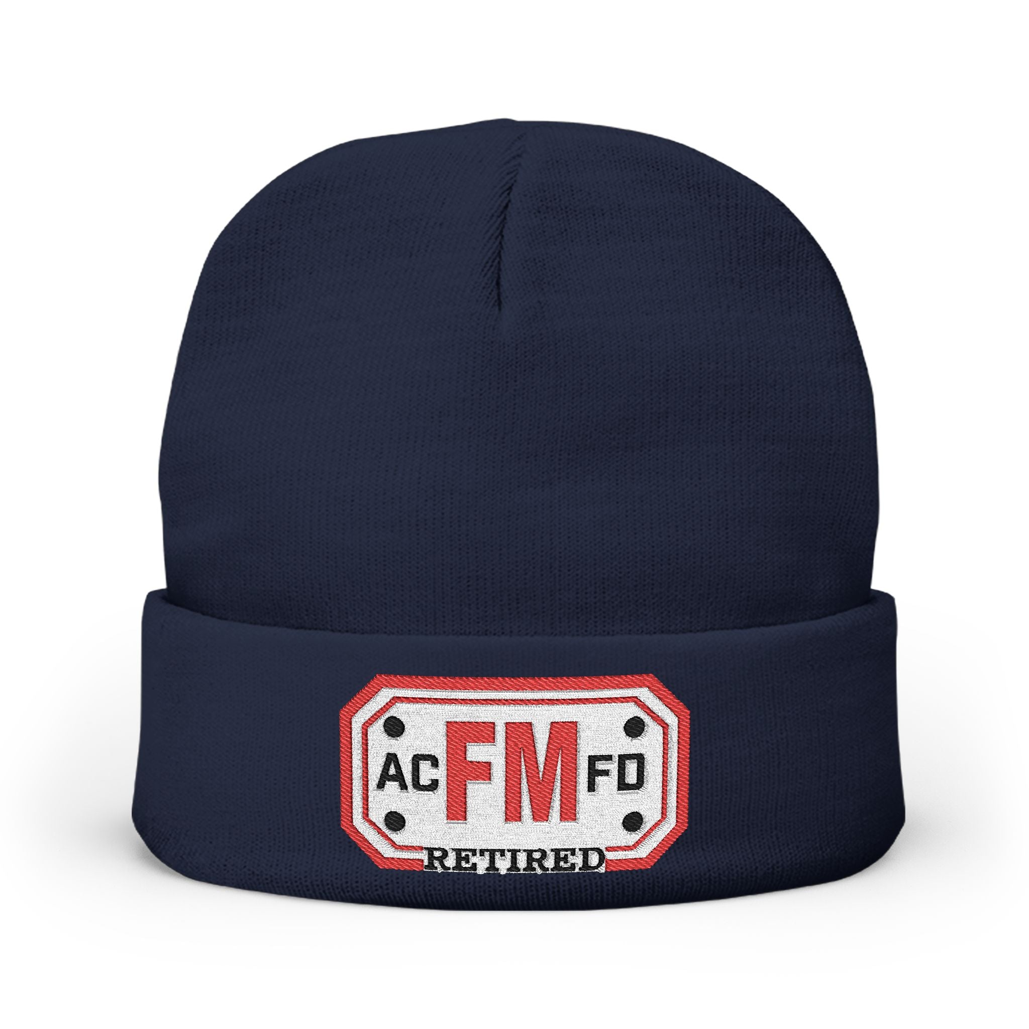 Retired Arlington Fire Marshal Red - Knit Beanie (Embroidery)