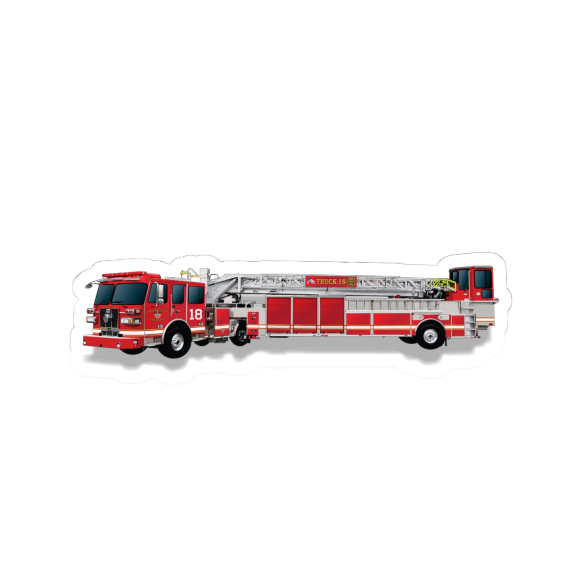 Dekalb County Fire Tiller 18 Rendering - Kiss-Cut Stickers