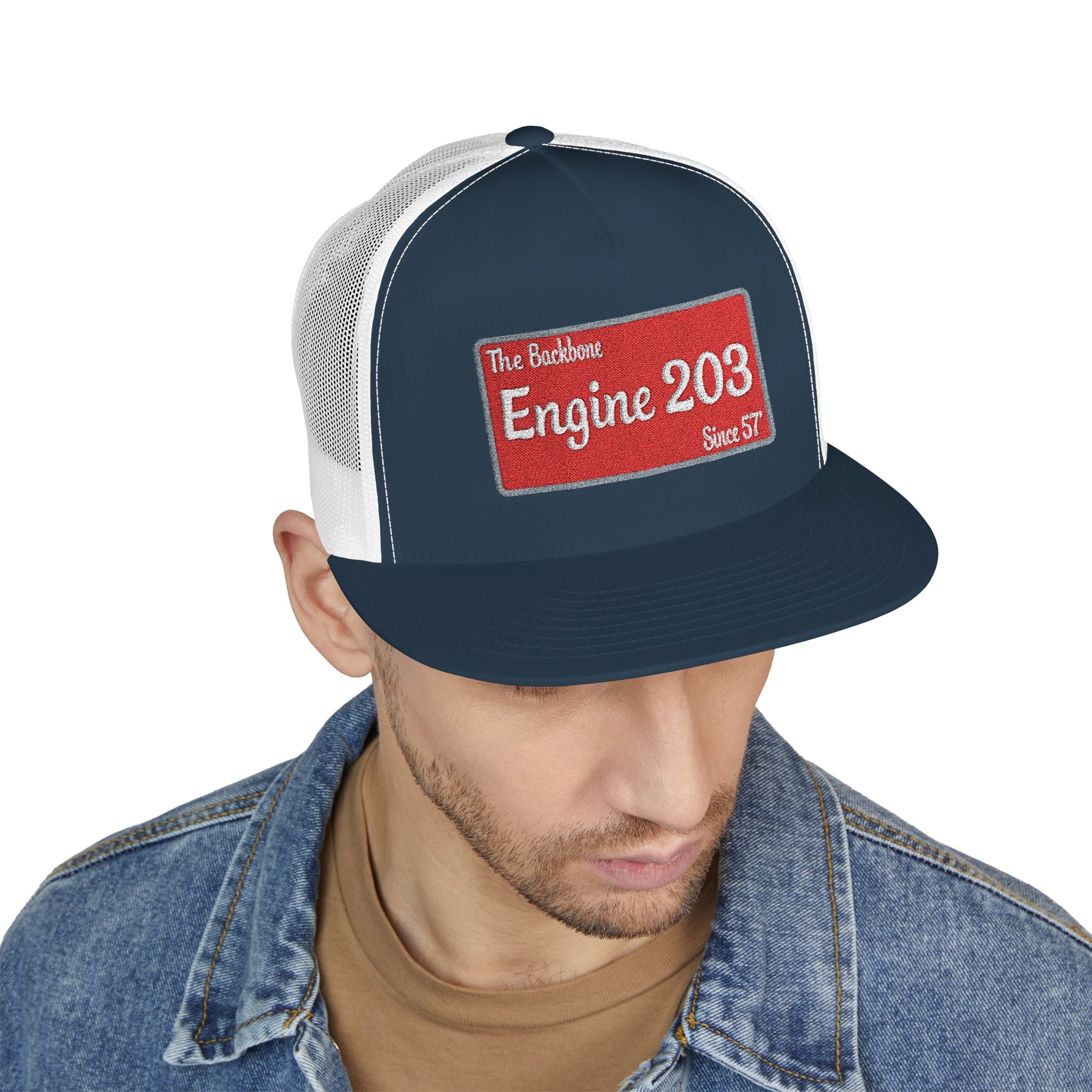 Engine 203 Remount Raiders -5 Panel Trucker Cap (Embroidery)