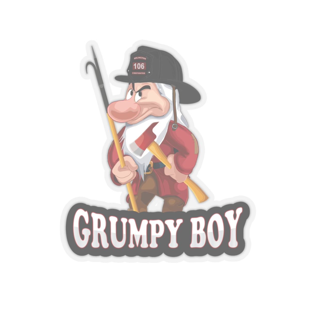 Grumpy Boy Firefighter Kiss-Cut Stickers