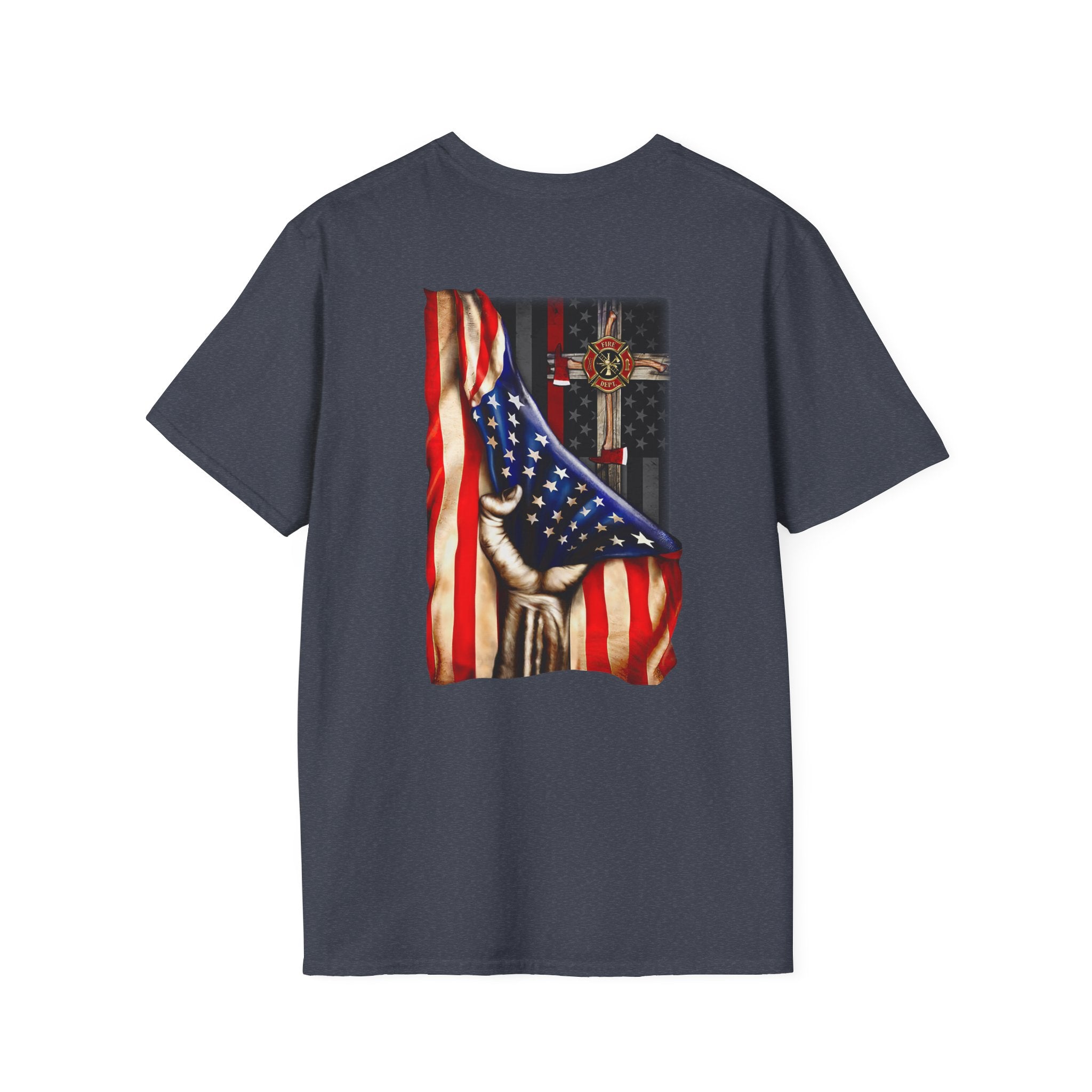 Firefighter US Flag Christian - Unisex Softstyle T-Shirt