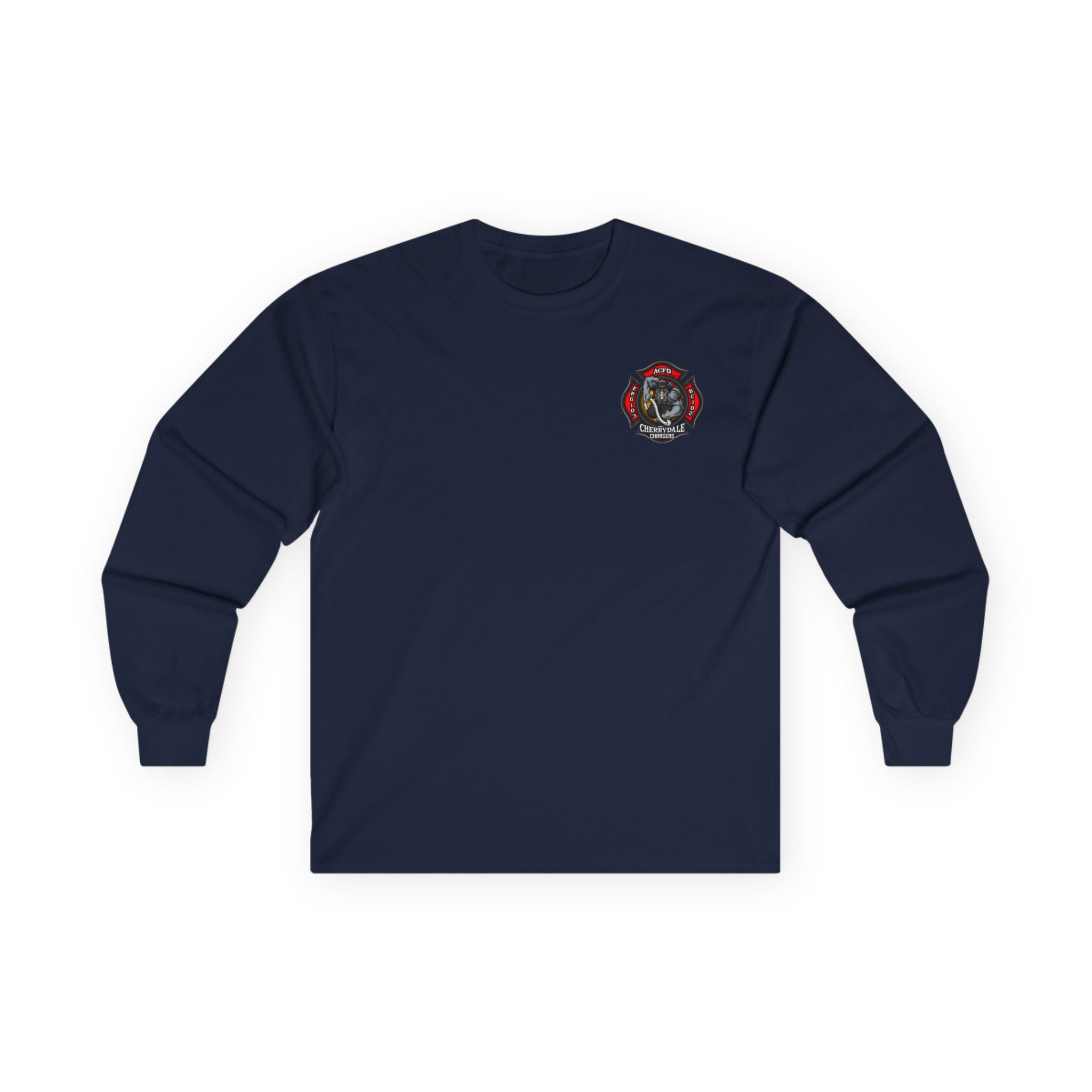 Arlington Station 3 Rhino front/ACFD FF back - Unisex Ultra Cotton Gildan Long Sleeve Tee