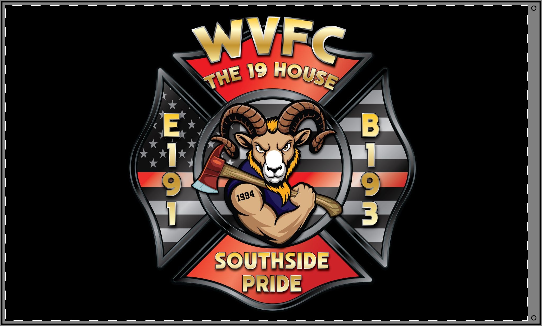 WVFC Goat - Black Double Sided Flag