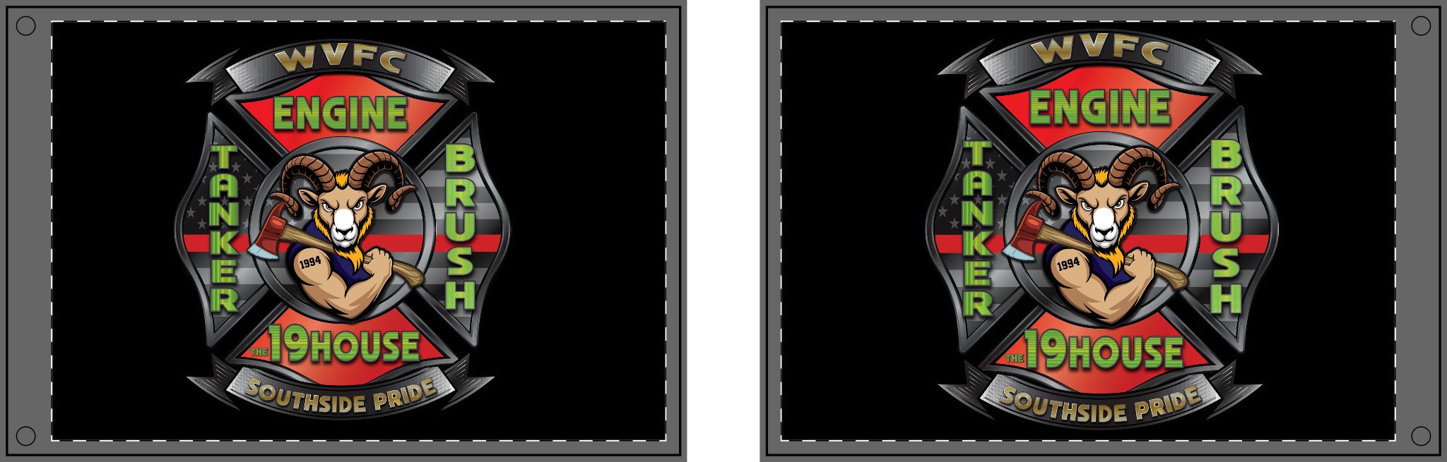 WVFC Goat Logo 2 - Black Double Sided Flag