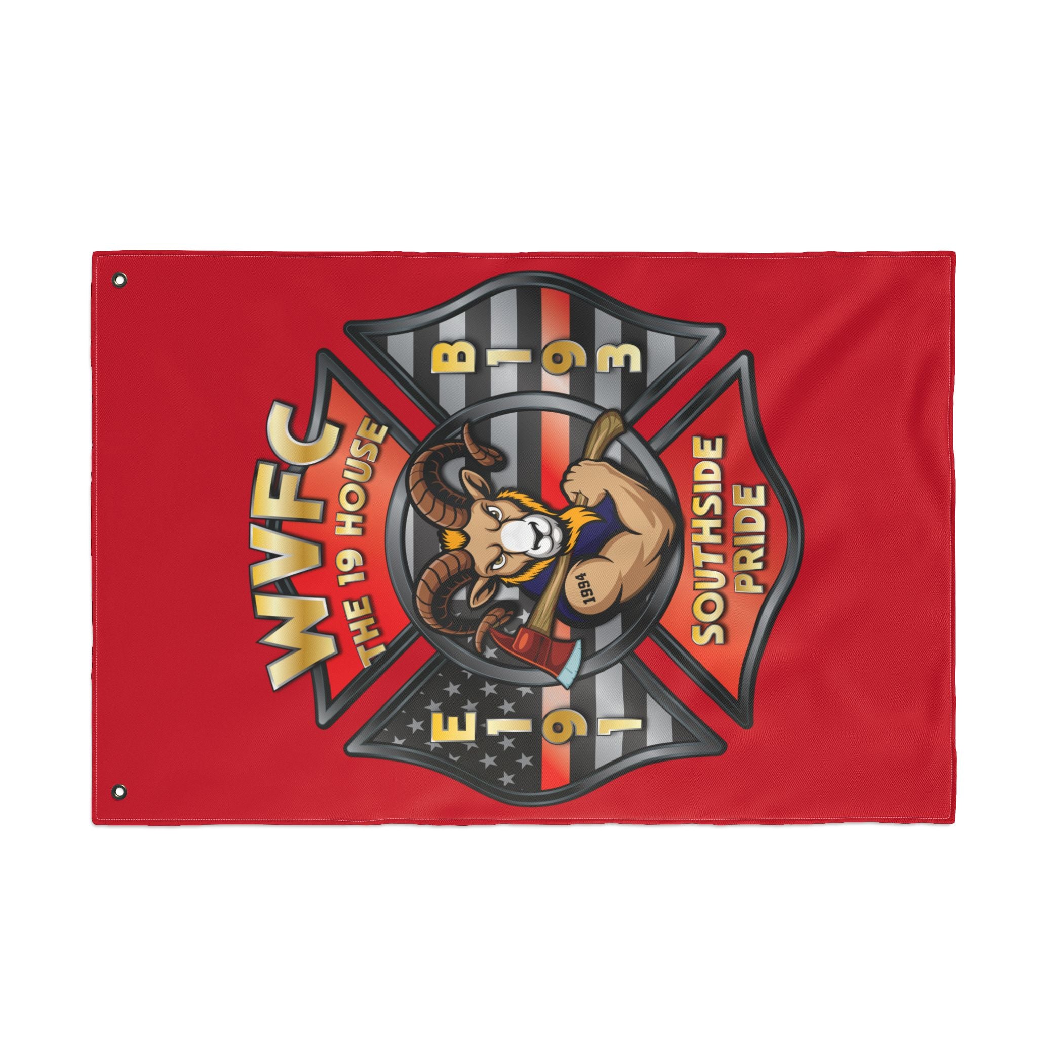 WVFC Goat Vertical - Red Double Sided Flag