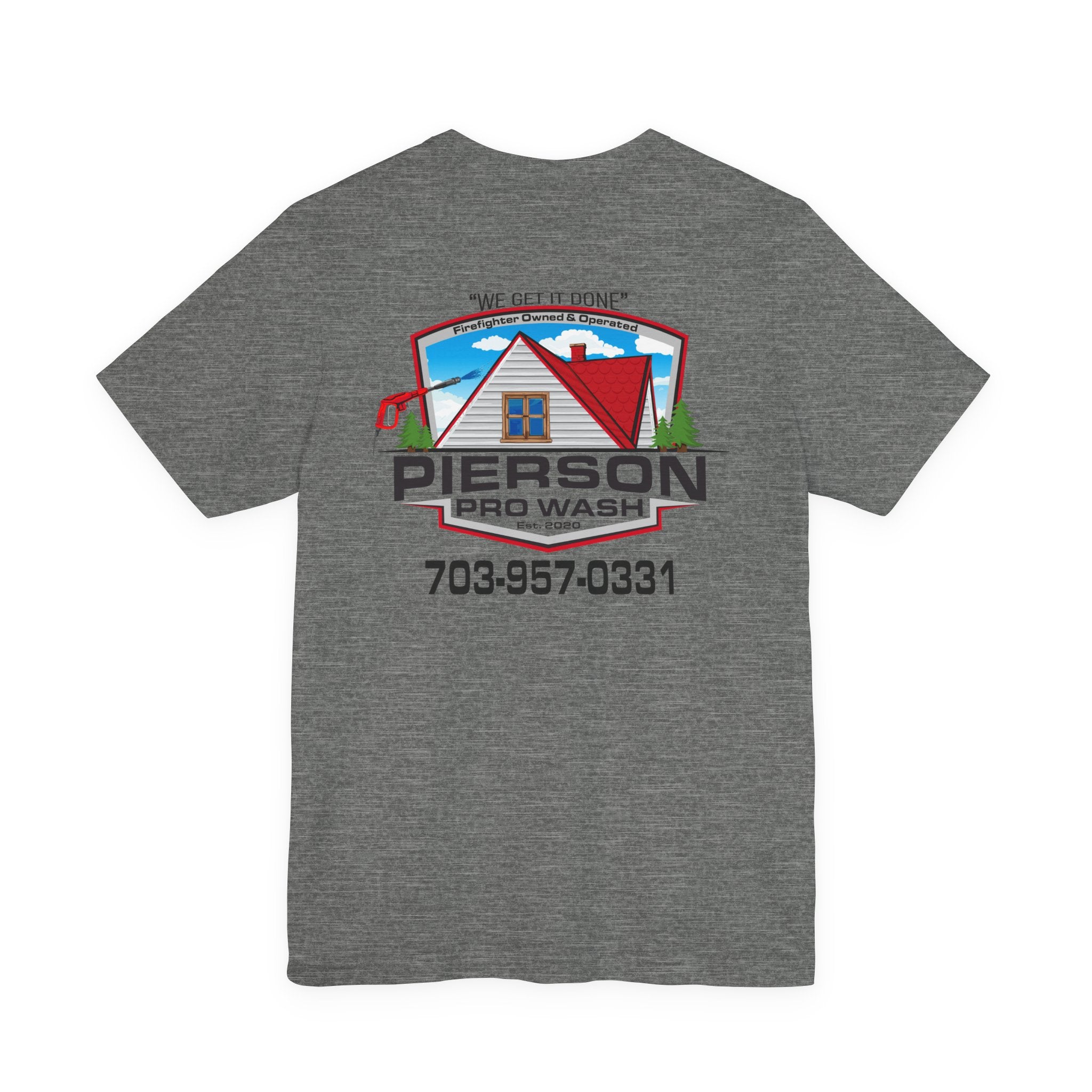 Pierson Pro Wash White Shirt Logo - Bella+Canvas Soft Unisex Tee