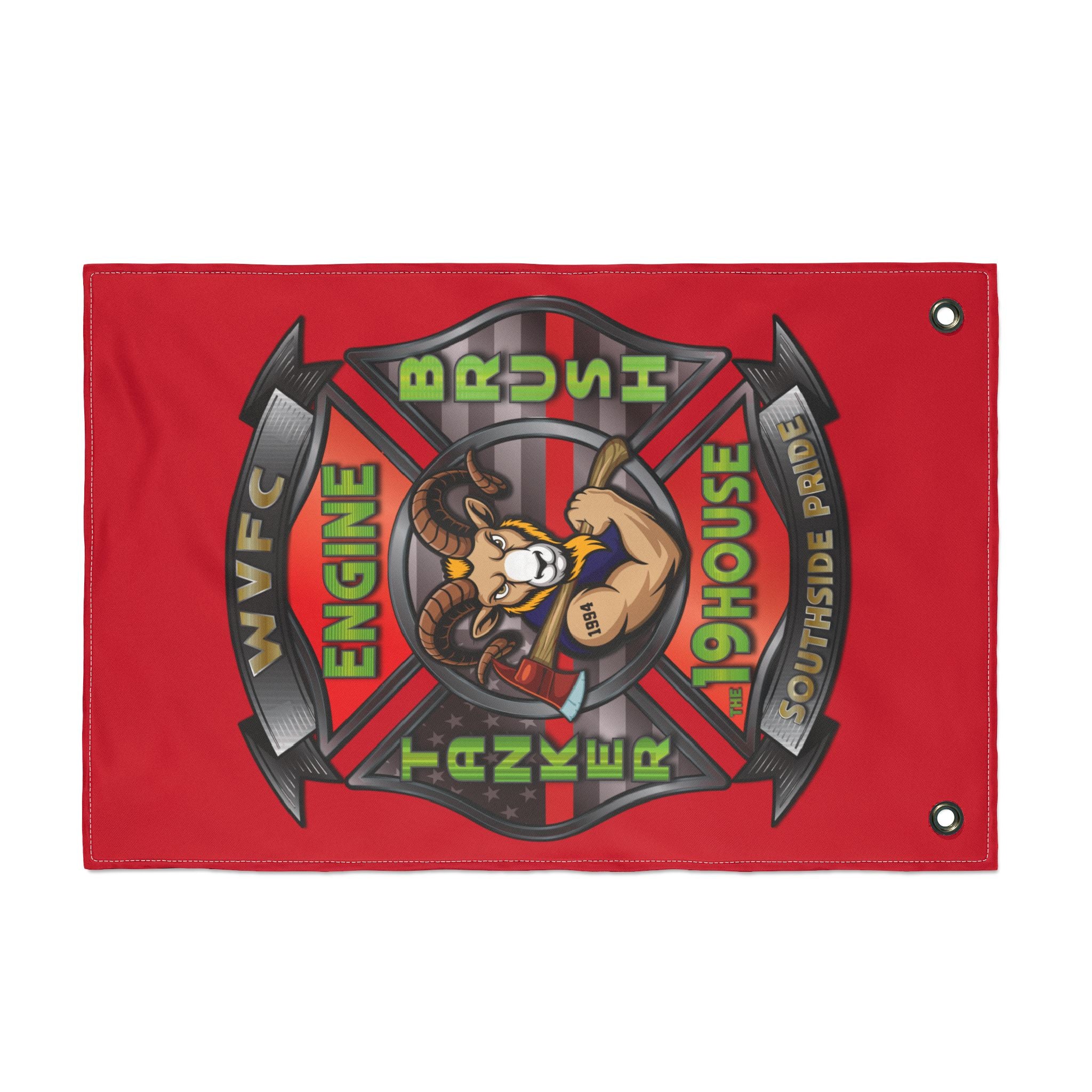 WVFC Goat Logo 2 Vertical - Red Double Sided Flag