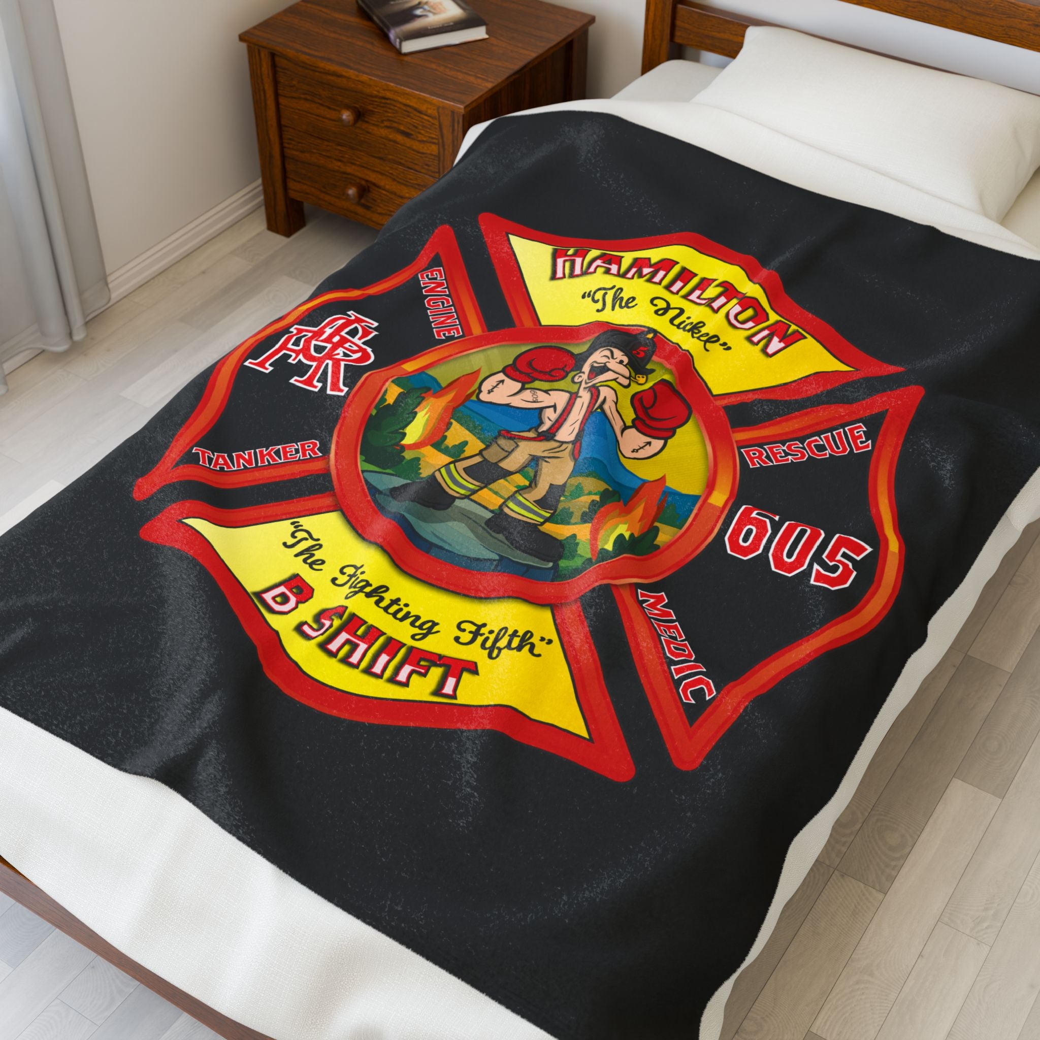 LCFR Hamilton Station 5 - Black Velveteen Plush Blanket
