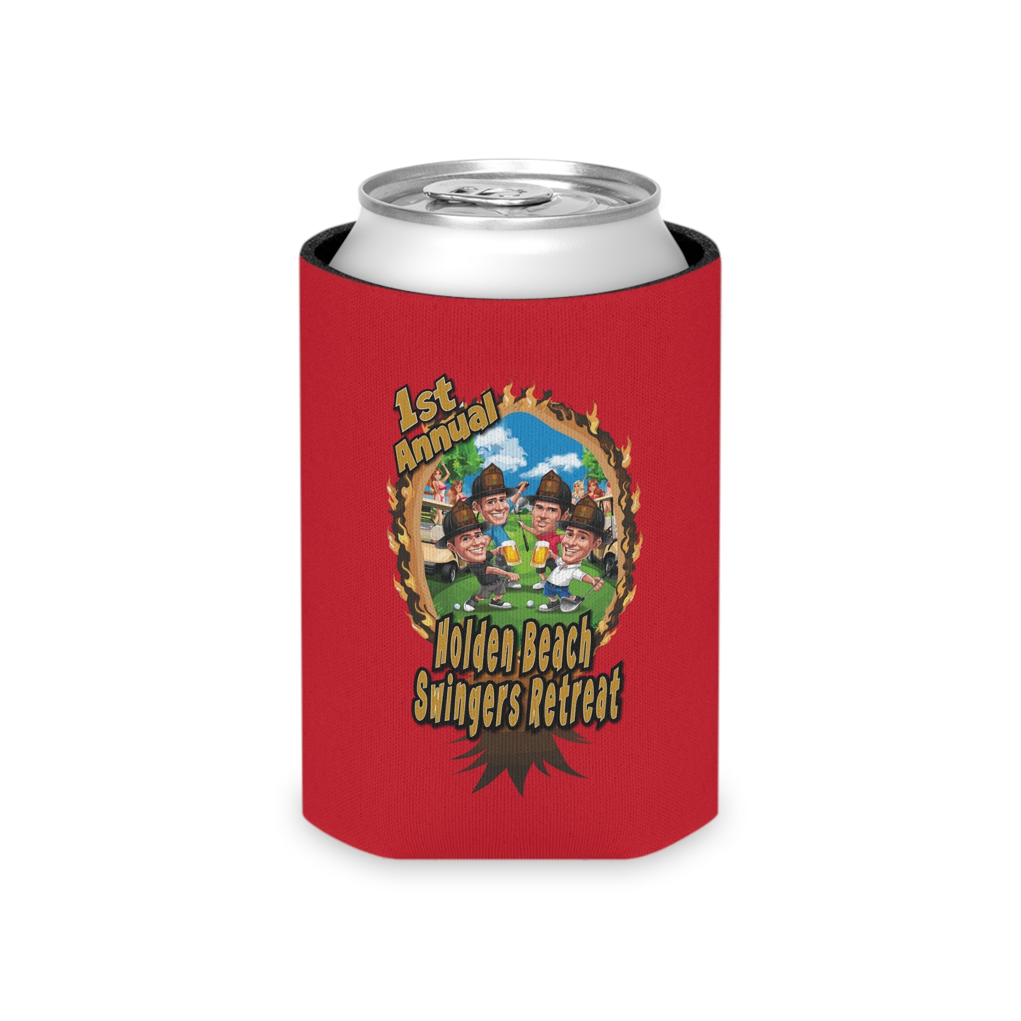 Holden Beach Swingers Retreat Red Can Cooler