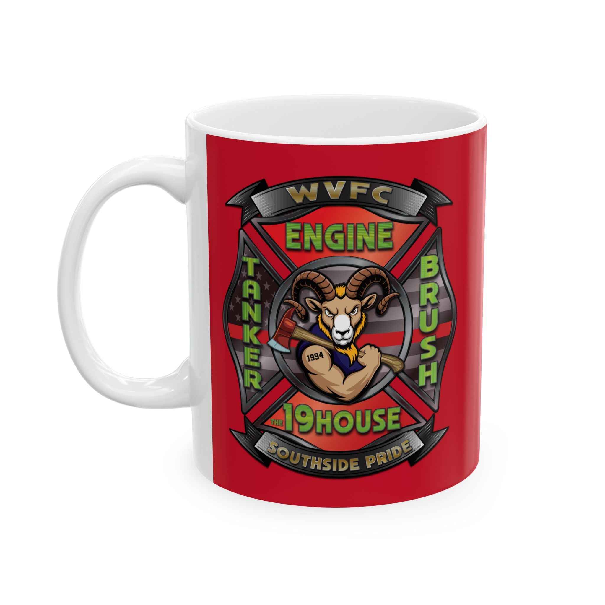 WVFC Goat Logo 2 version 2 US Flag - Ceramic Mug, (11oz)