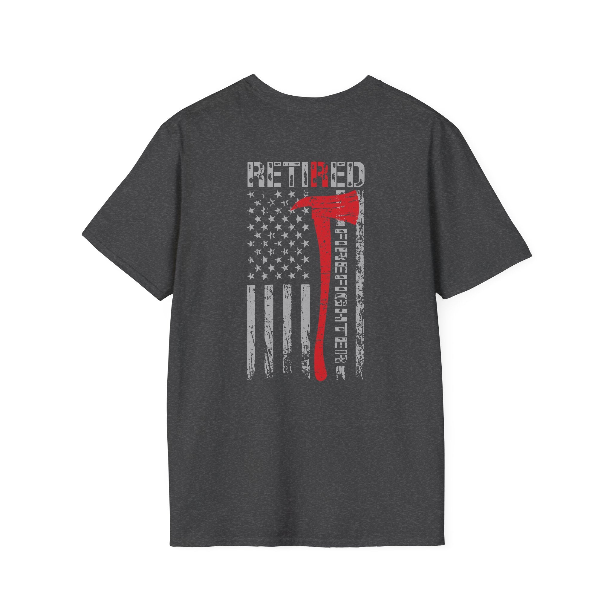 Retired Firefighter US Flag - Unisex Softstyle T-Shirt