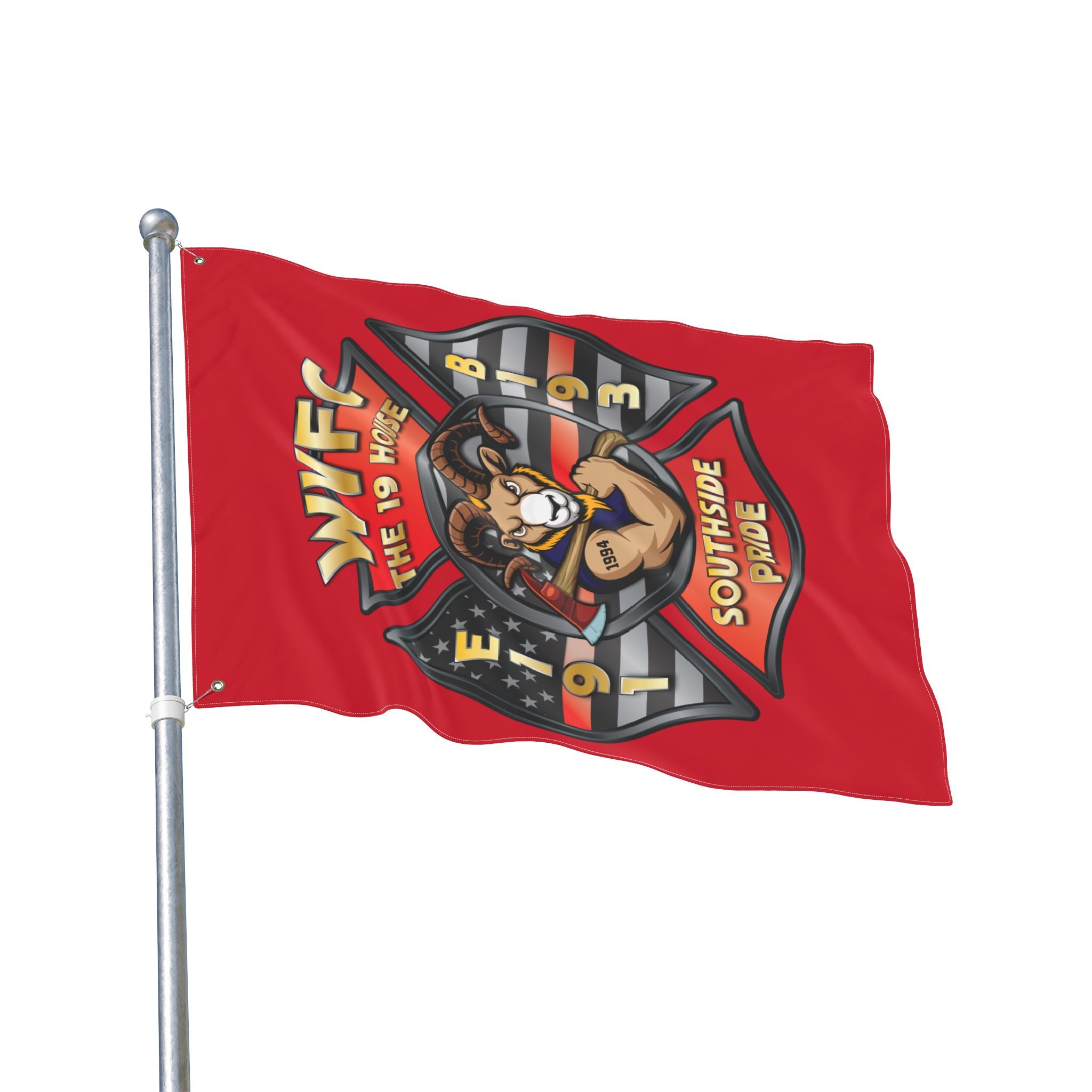 WVFC Goat Vertical - Red Double Sided Flag