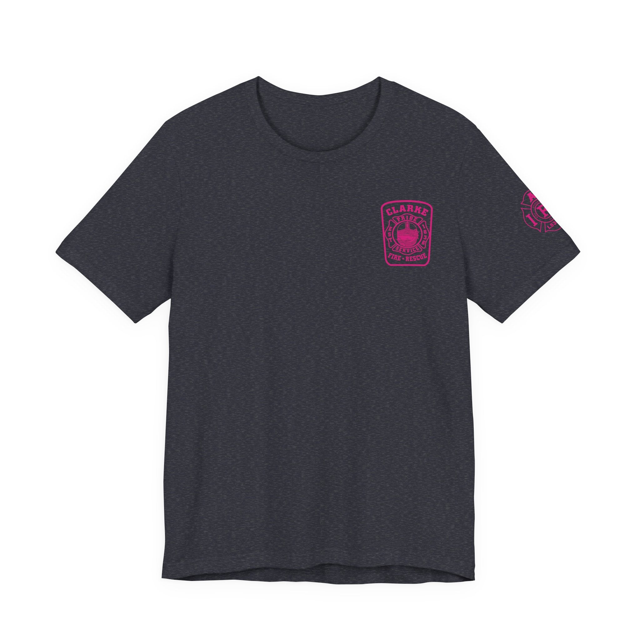 Clarke County Patch Fire Breast Cancer Dark Shirt (Portion of Proceeds go to Local 5304) - Bella+Canvas Soft Jersey Cotton Unisex Tee