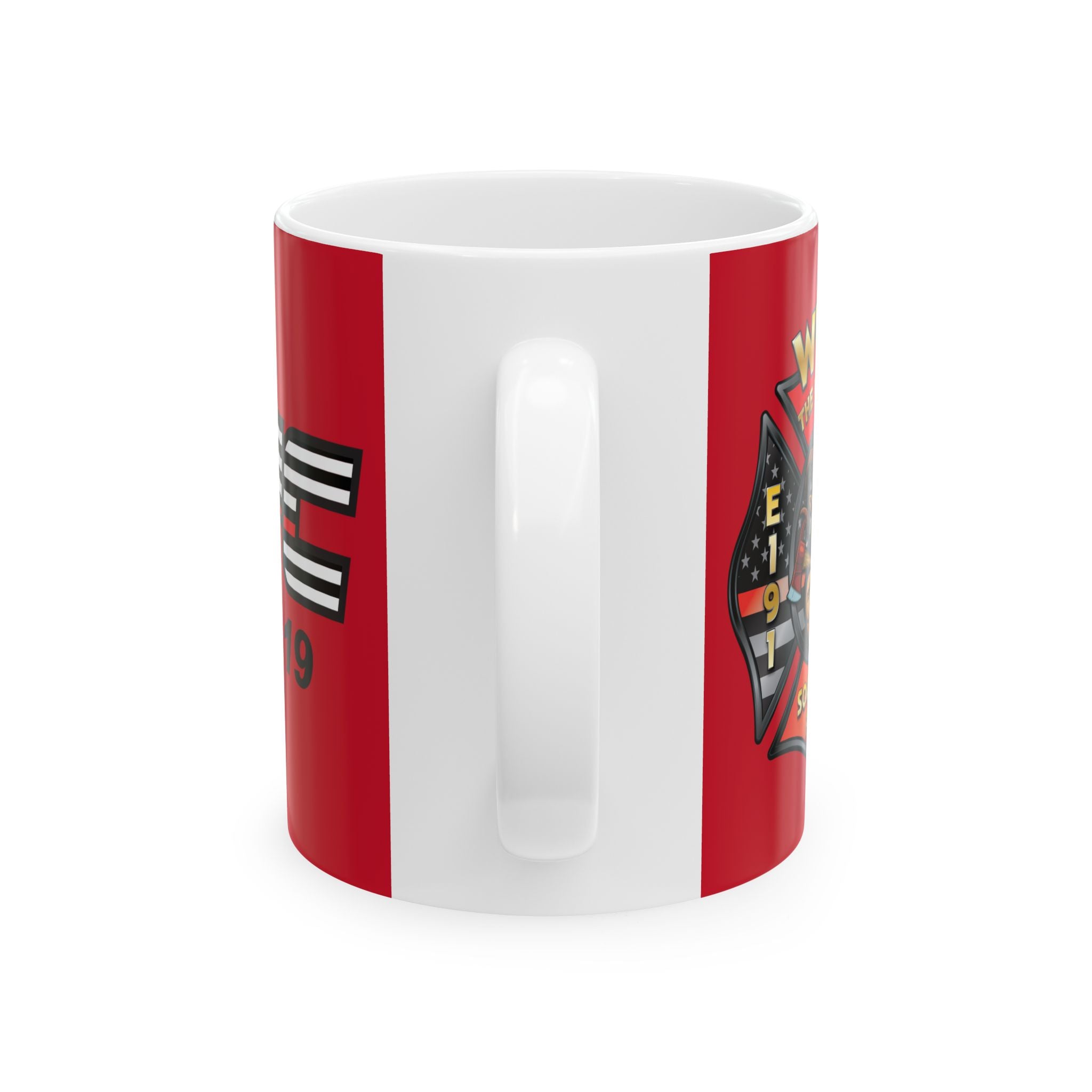WVFC Goat Logo 1 version 3 Red Line Flag blk - Ceramic Mug, (11oz)