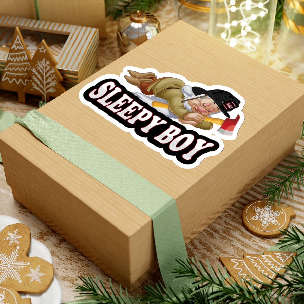 Sleepy Boy Firefighter Kiss-Cut Stickers