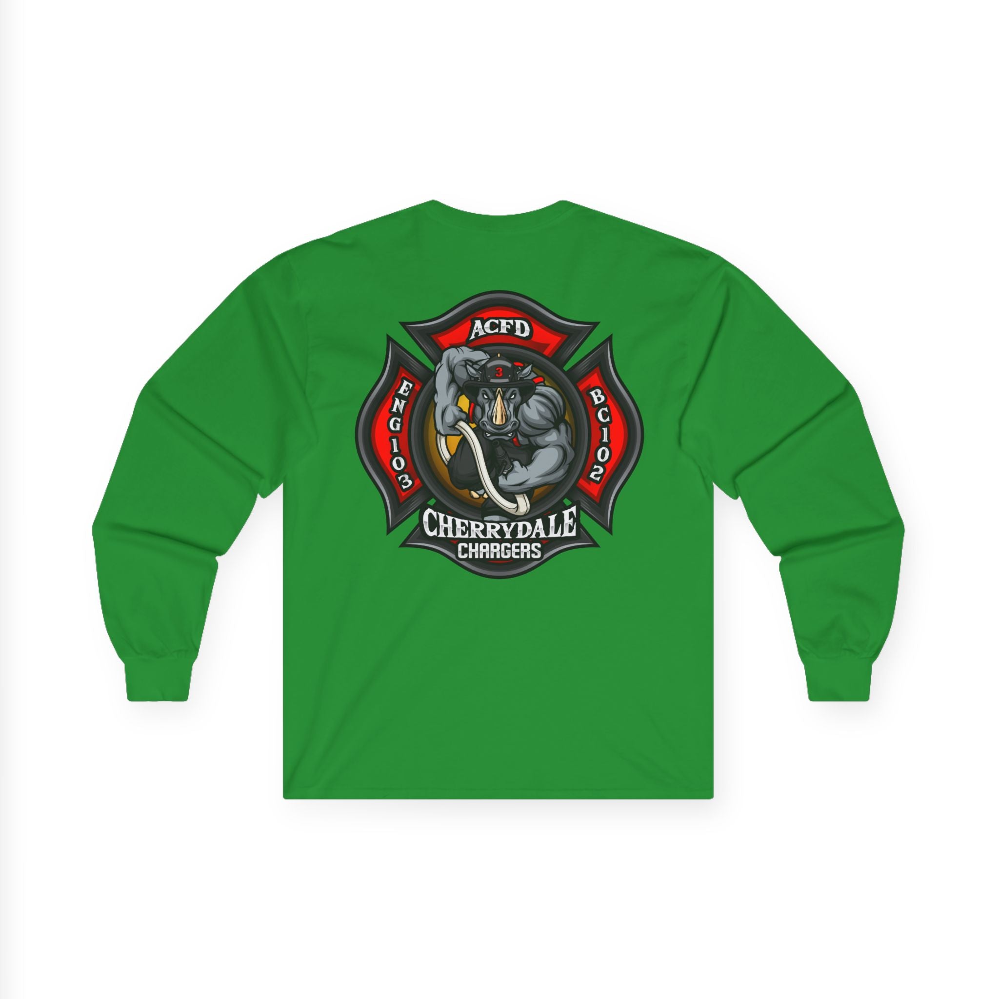 Arlington Station 3 front / Rhino back - Unisex Ultra Cotton Gildan Long Sleeve Tee