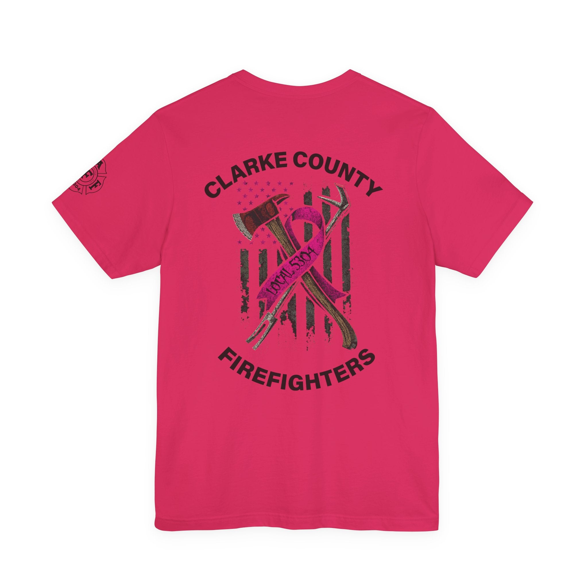 Clarke County Patch Fire Breast Cancer (Portion of Proceeds go to Local 5304) - Bella+Canvas Soft Jersey Cotton Unisex Tee