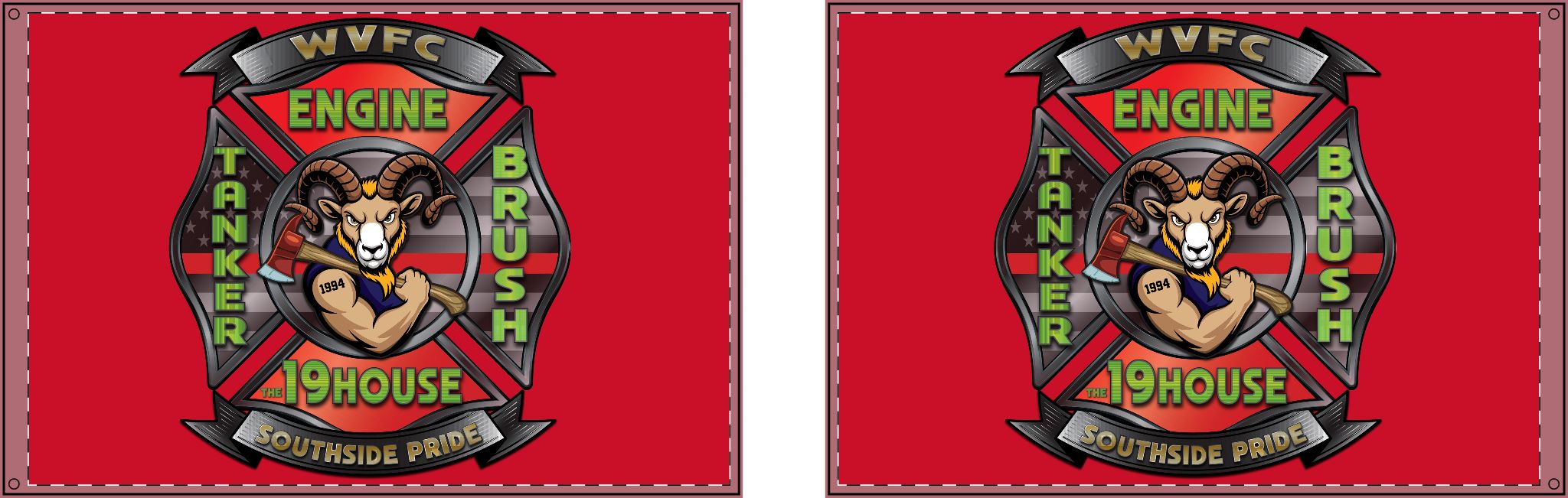 WVFC Goat Logo 2 - Red Double Sided Flag