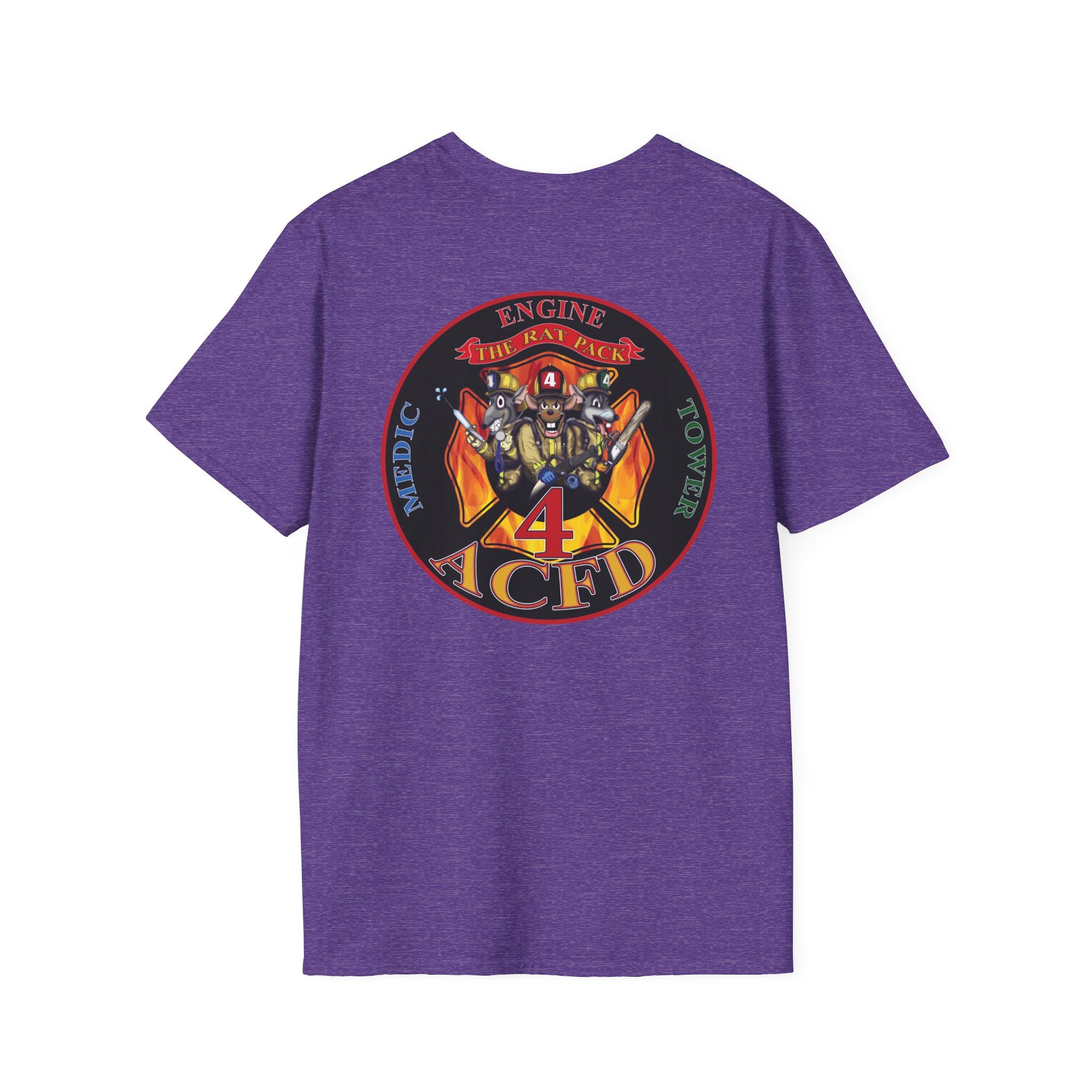 Station 4 acfd clover front/RatPack back - Gildan Soft Cotton Softstyle T-Shirt