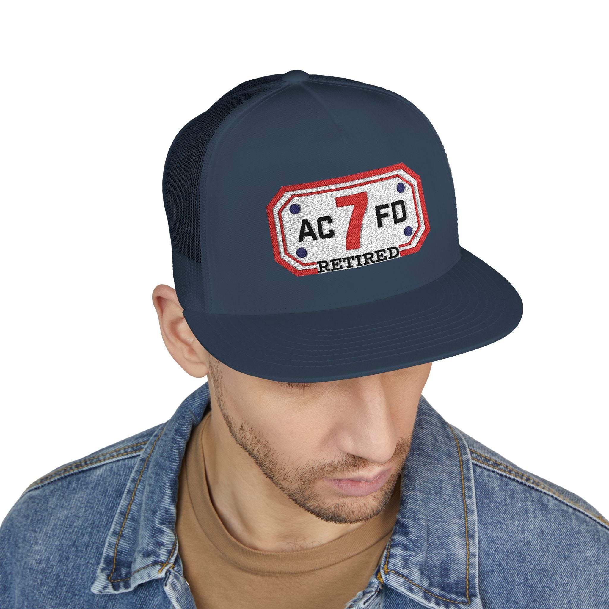 Retired Arlington Engine 7 - 5 Panel Trucker Cap (Embroidery)