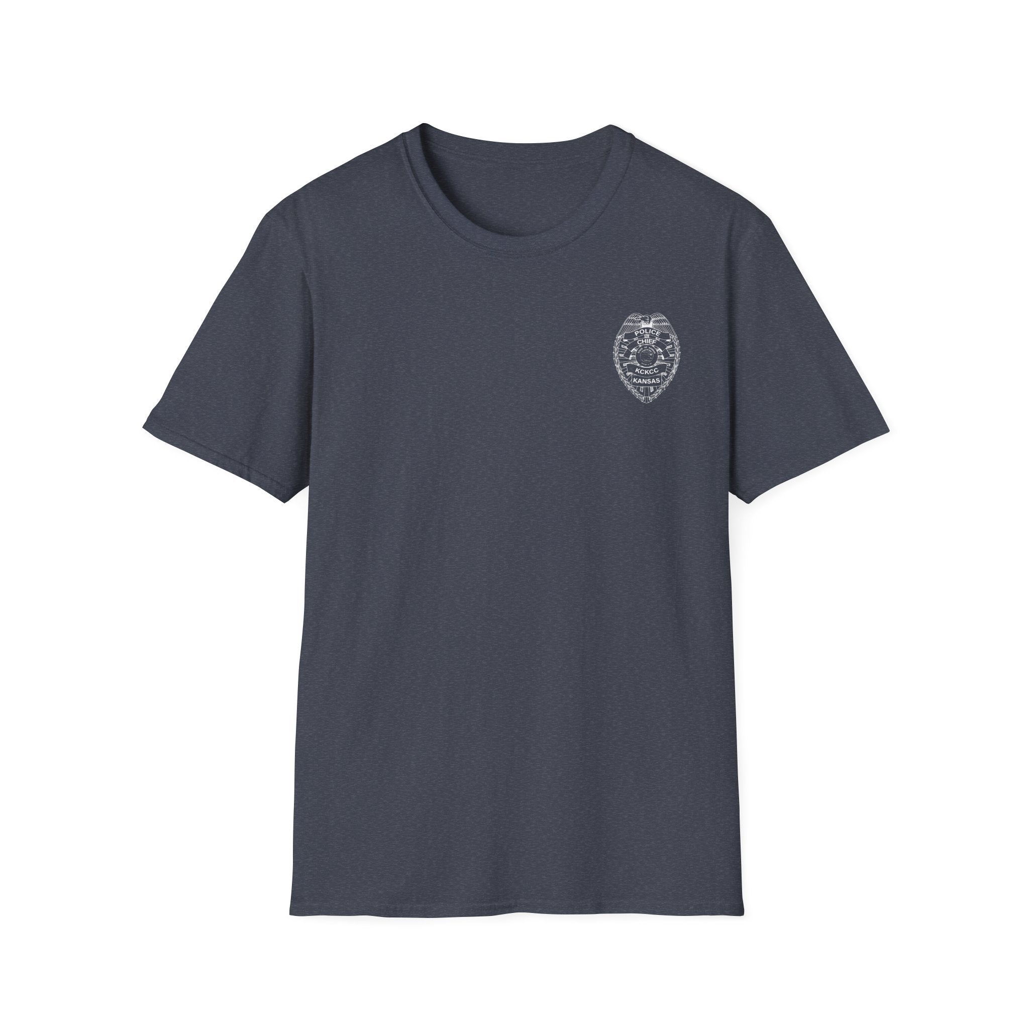 KCKCC Chief Badge White outline - Gildan 64000 Unisex Softstyle T-Shirt