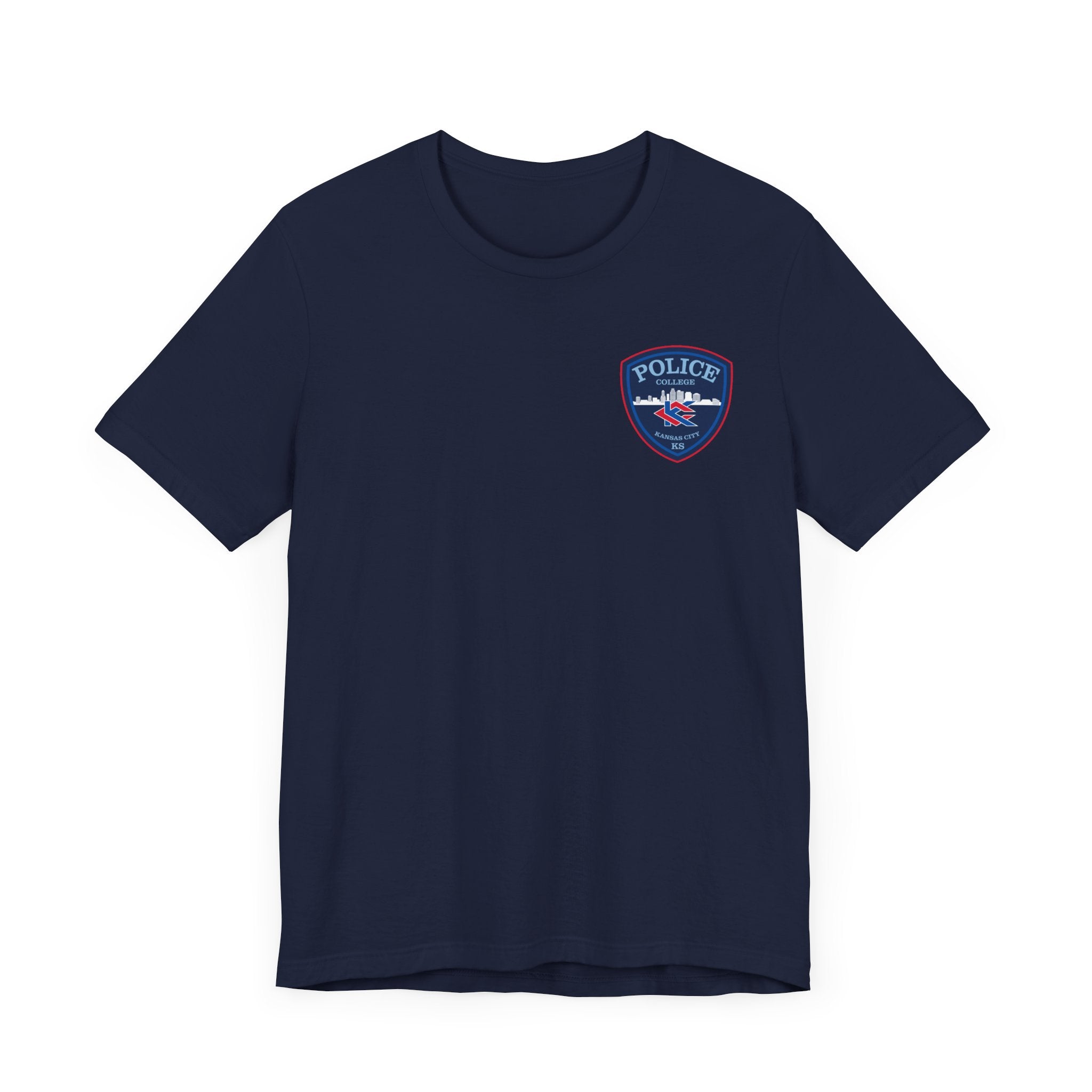KCKCC Police Patch Color Blue Back - Unisex Jersey Short Sleeve Tee