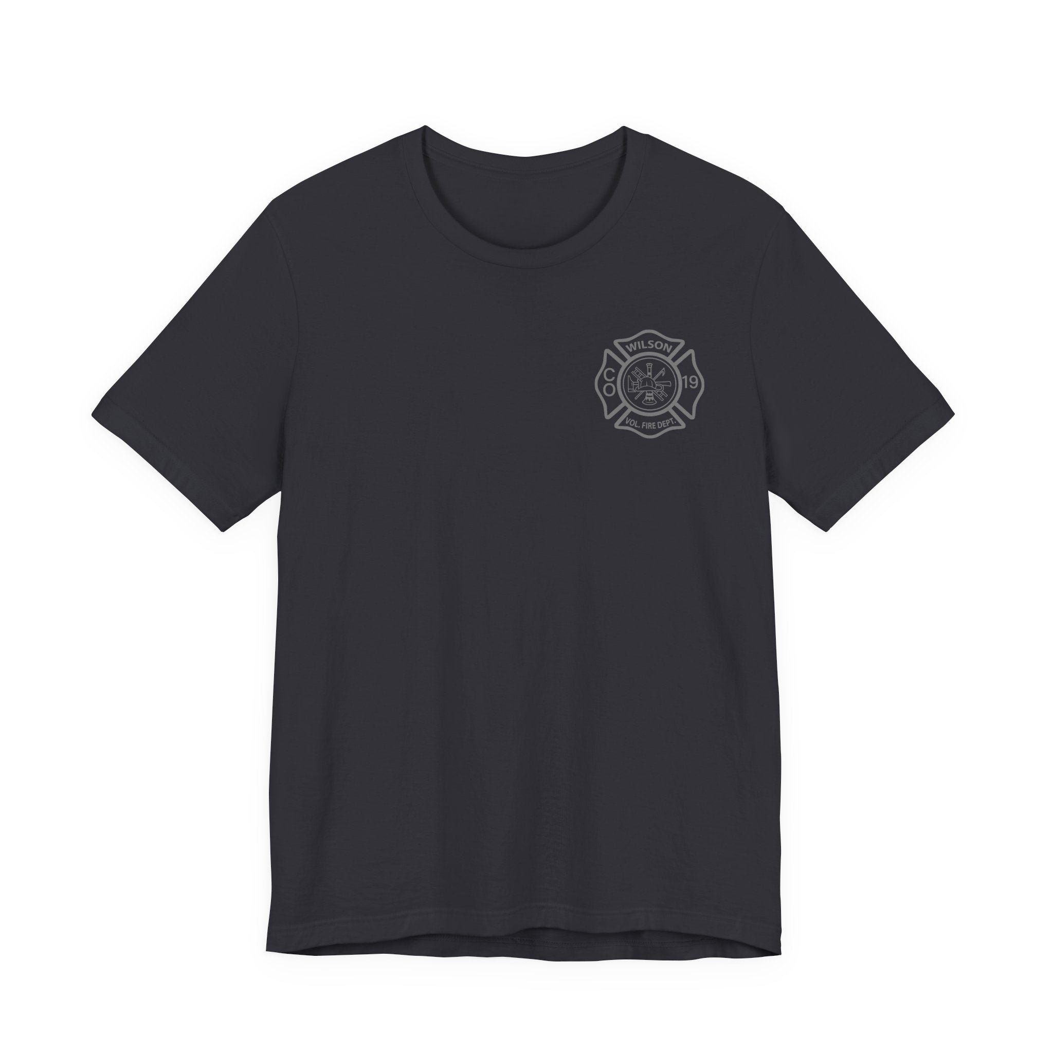 WVFC FD Logo gray Red back Gray - Unisex Jersey Short Sleeve Tee