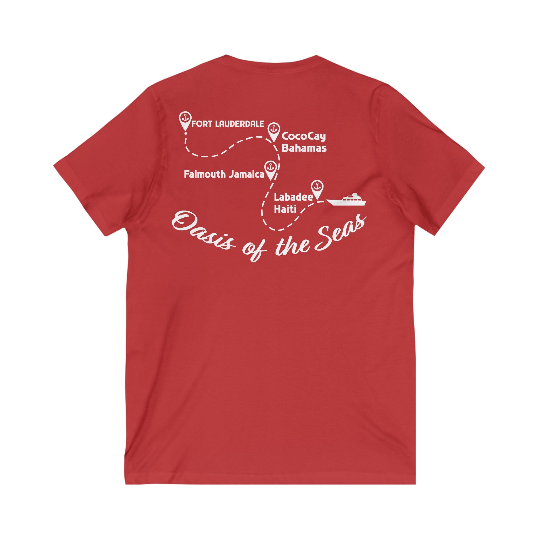 Bennett Family Cruise White Logo - Unisex Jersey Short Sleeve V-Neck Tee
