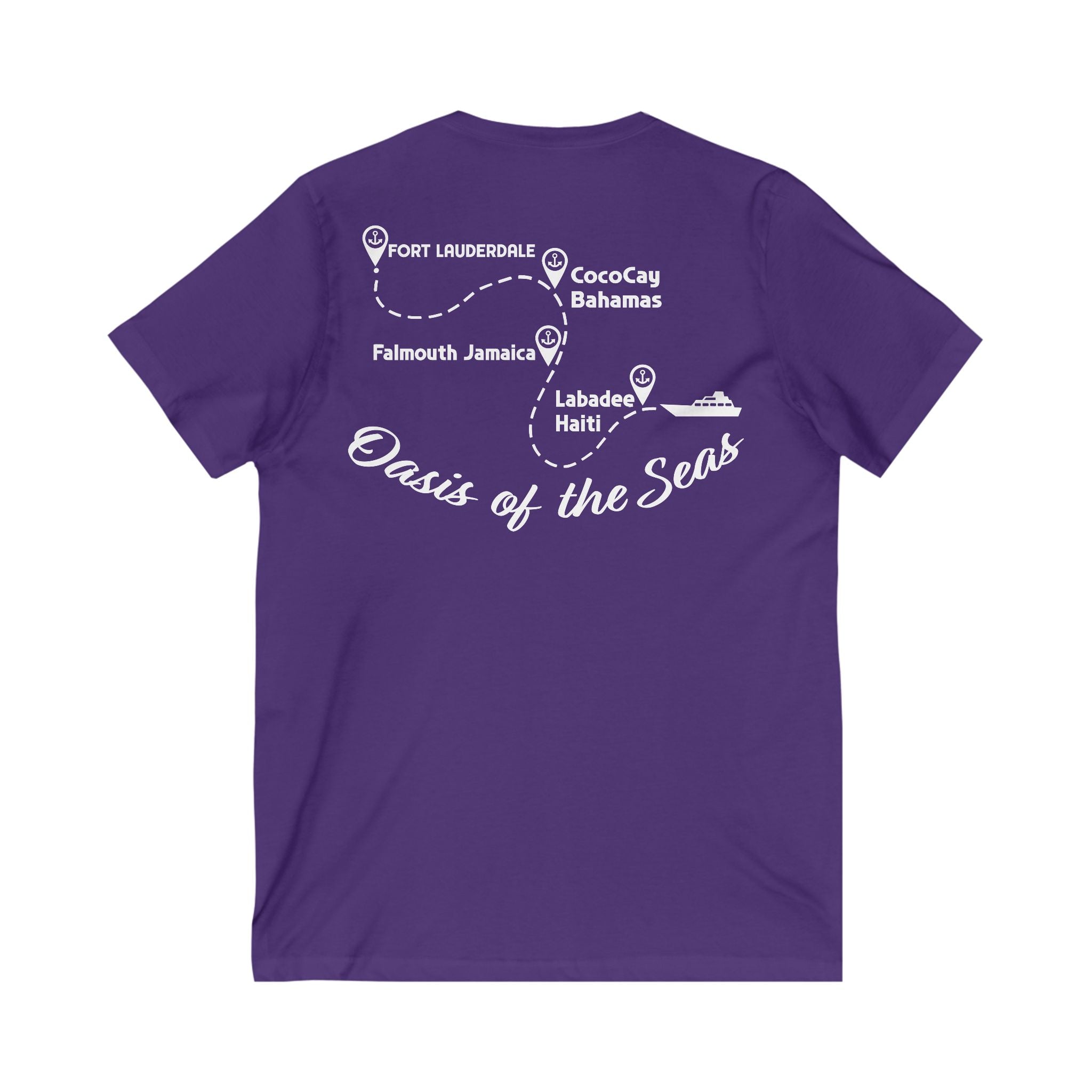 Bennett Family Cruise White Logo - Unisex Jersey Short Sleeve V-Neck Tee