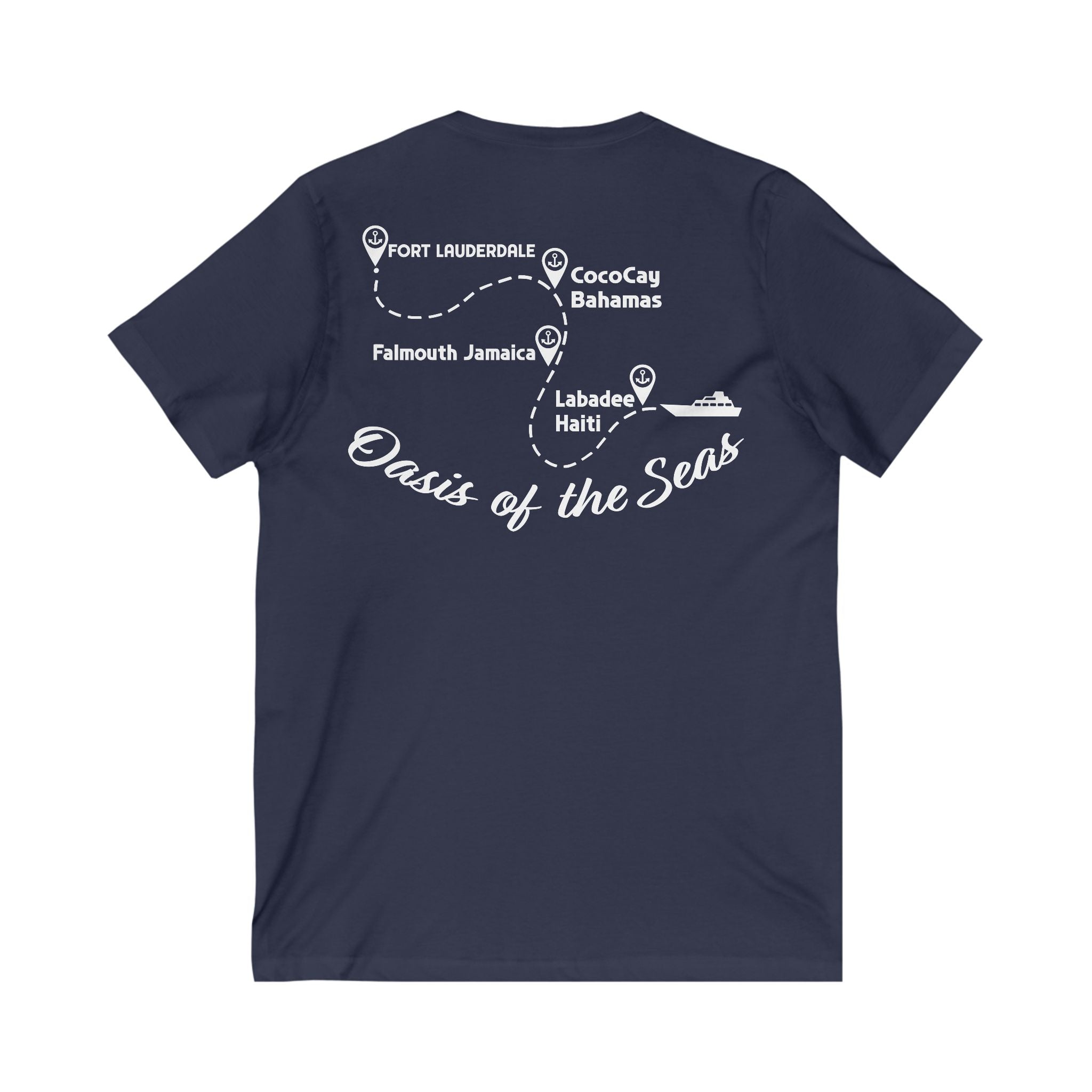 Bennett Family Cruise White Logo - Unisex Jersey Short Sleeve V-Neck Tee