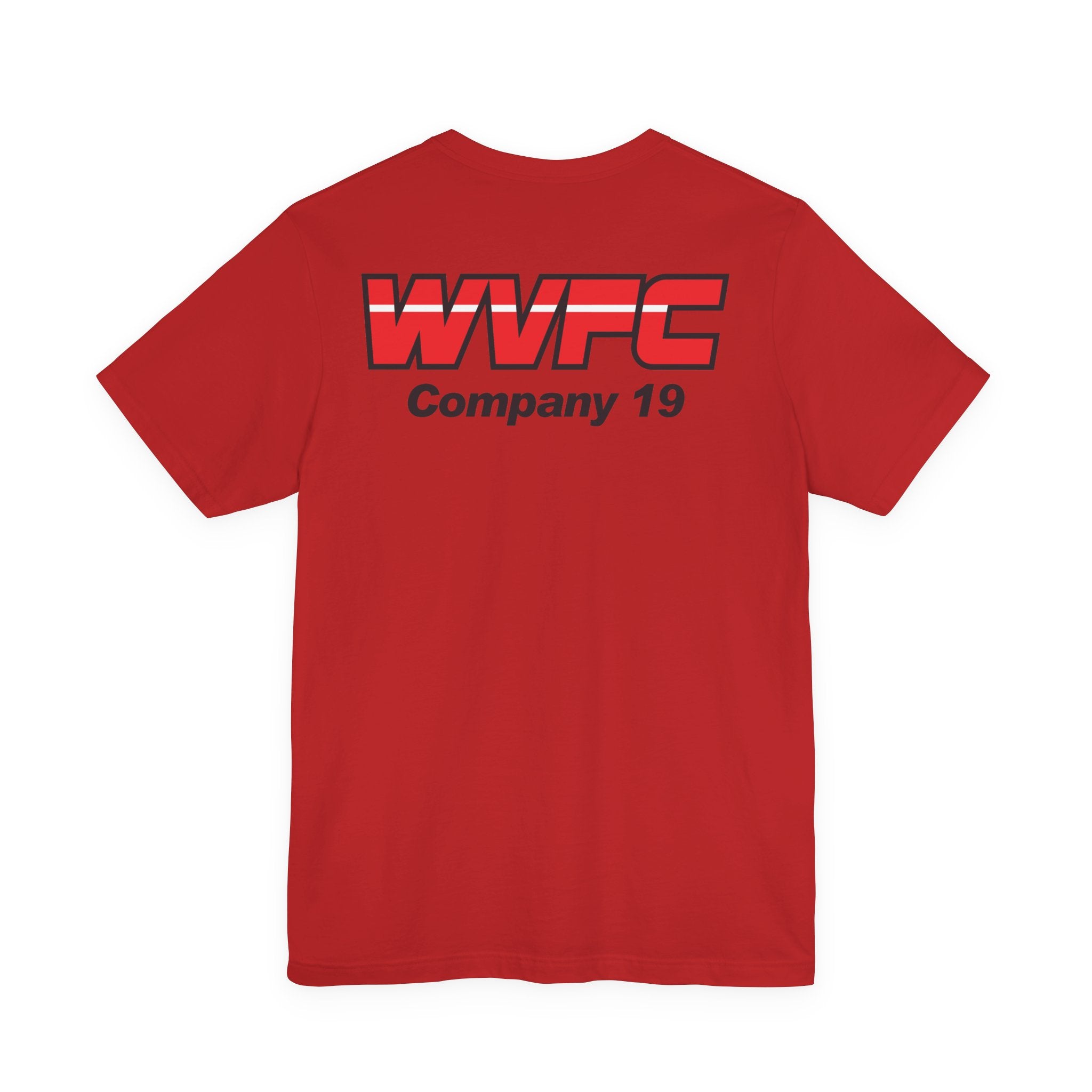 WVFC FD logo black Red back  - Unisex Jersey Short Sleeve Tee