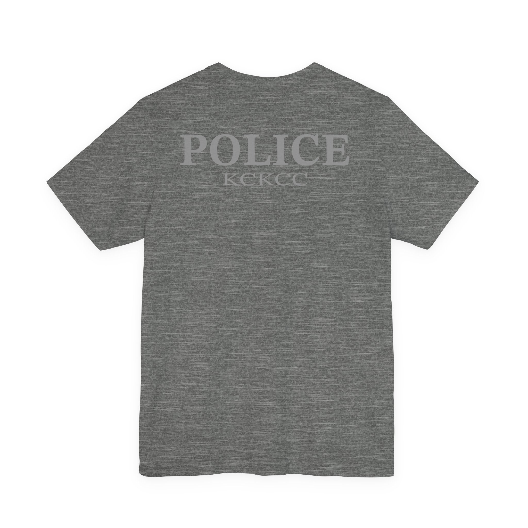 KCKCC Police Patch Black & White Grey Back - Unisex Jersey Short Sleeve Tee