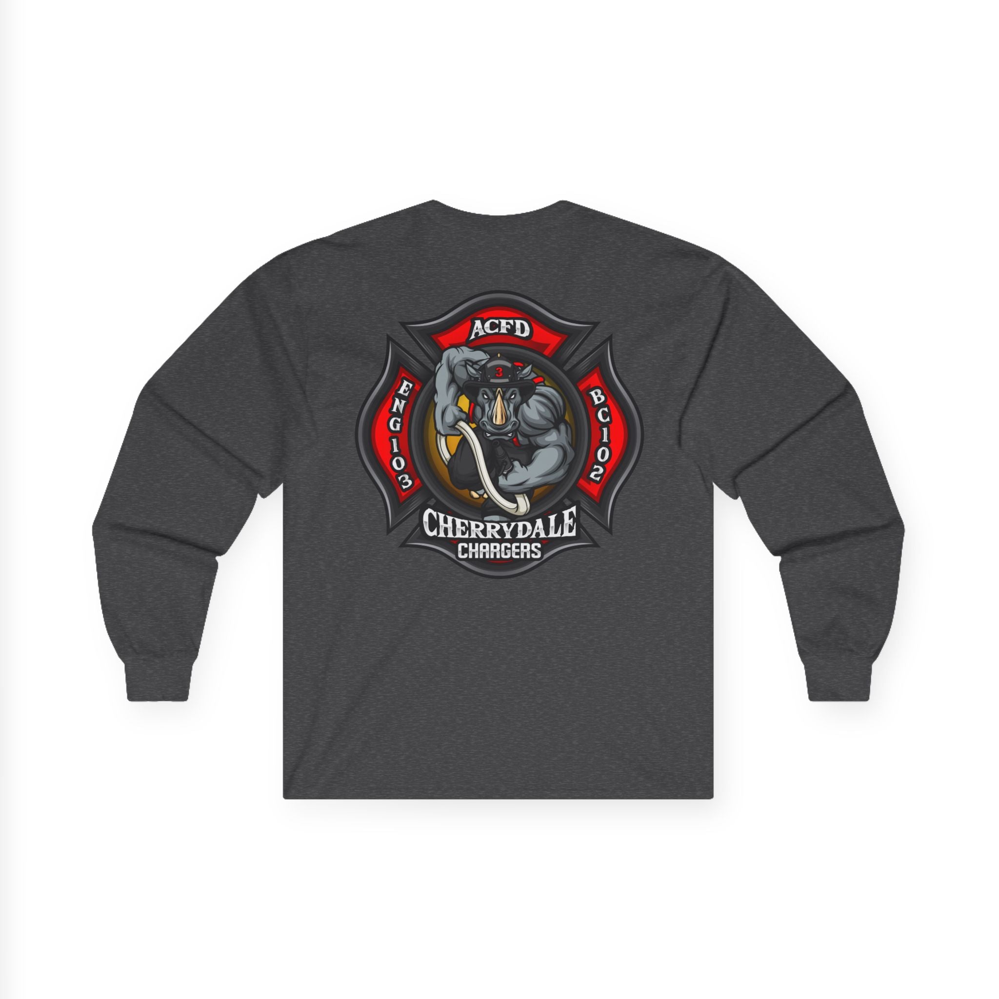 Arlington Station 3 Rhino front/back - Unisex Ultra Cotton Gildan Long Sleeve Tee