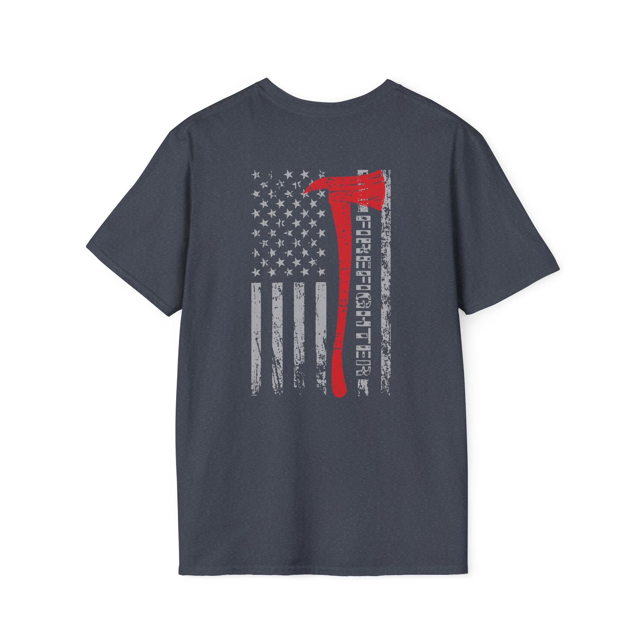 Firefighter US Flag - Unisex Softstyle T-Shirt