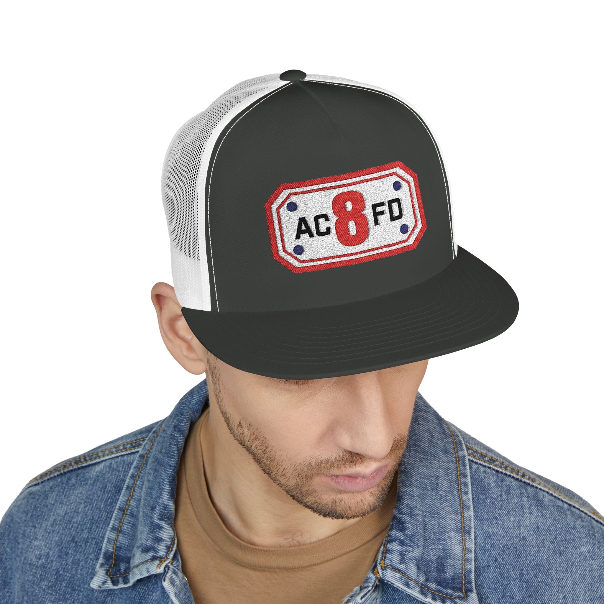 Arlington Engine 8 (requested different style hat) - 5 Panel Trucker Cap (Embroidery)