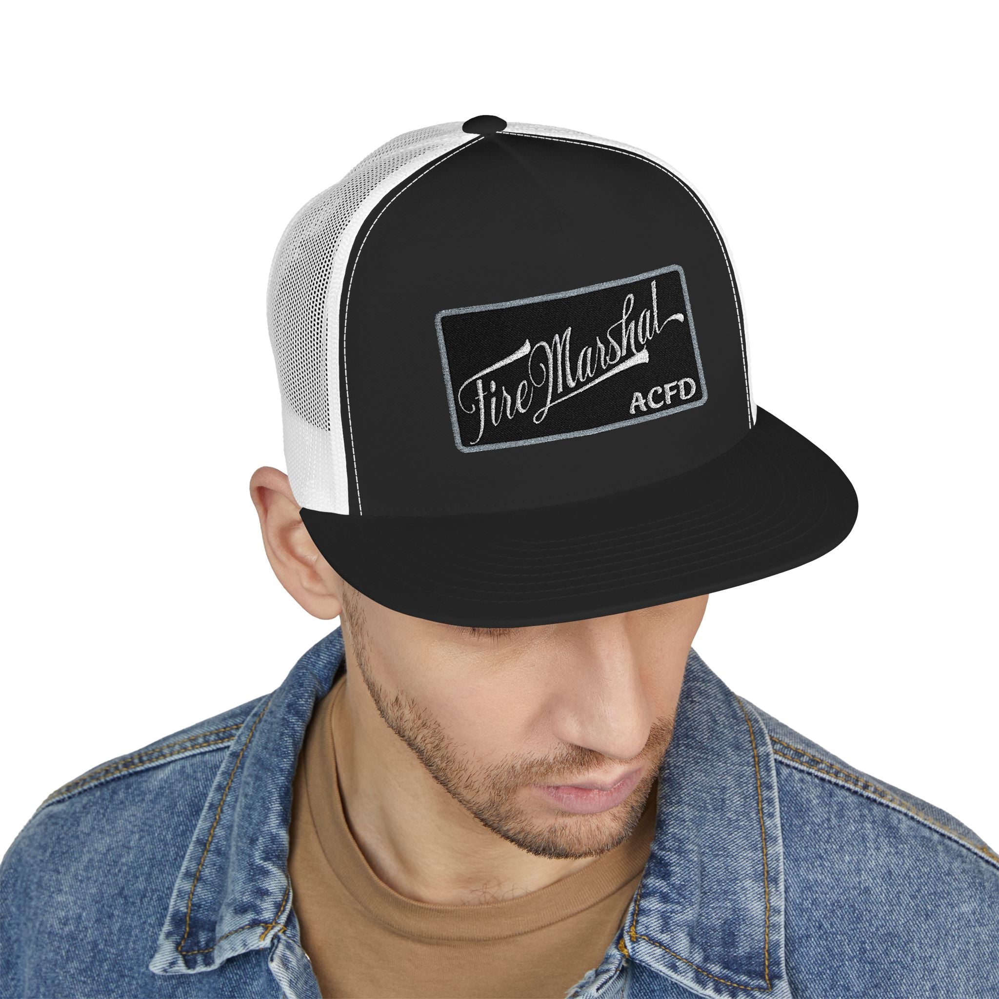 Arlington Fire Marshal Written - 5 Panel Trucker Cap (Embroidery)