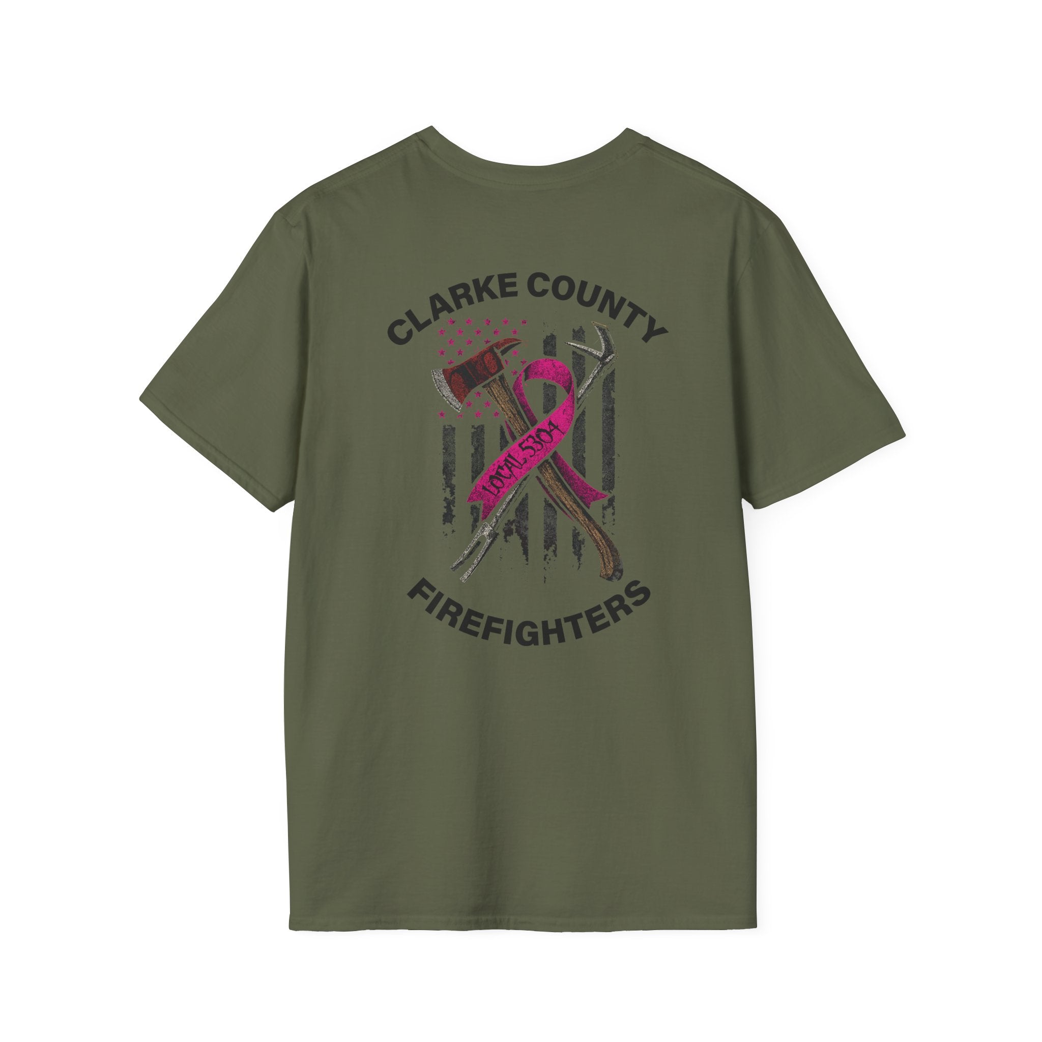 Clarke County Fire Breast Cancer (Portion of Proceeds go to Local 5304) - Gildan Soft Cotton Softstyle T-Shirt