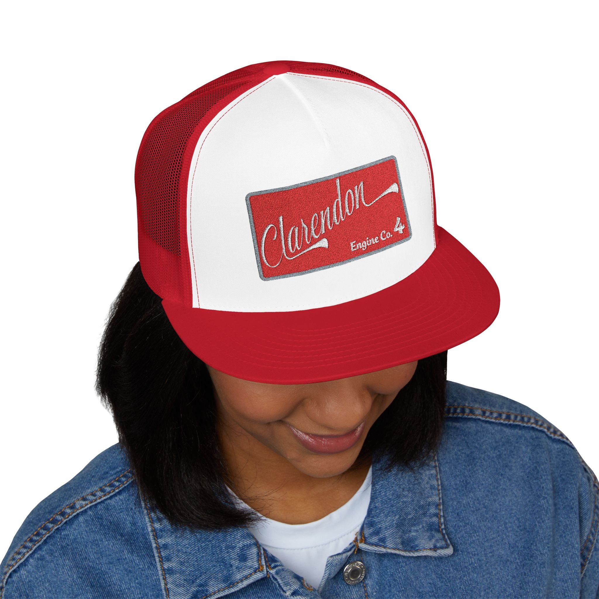 Arlington Clarendon Engine 4 (requested different style hat) - 5 Panel Trucker Cap (Embroidery)