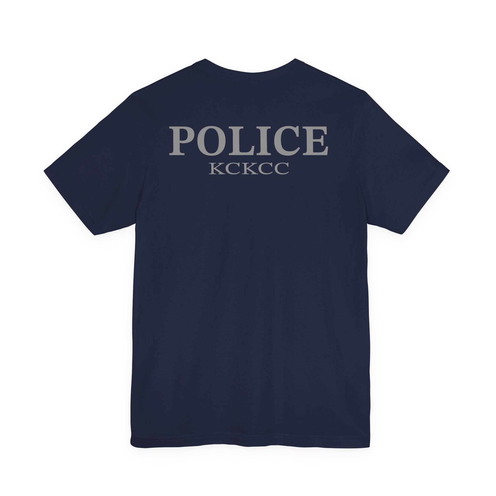 KCKCC Police Patch Black & White Grey Back - Unisex Jersey Short Sleeve Tee
