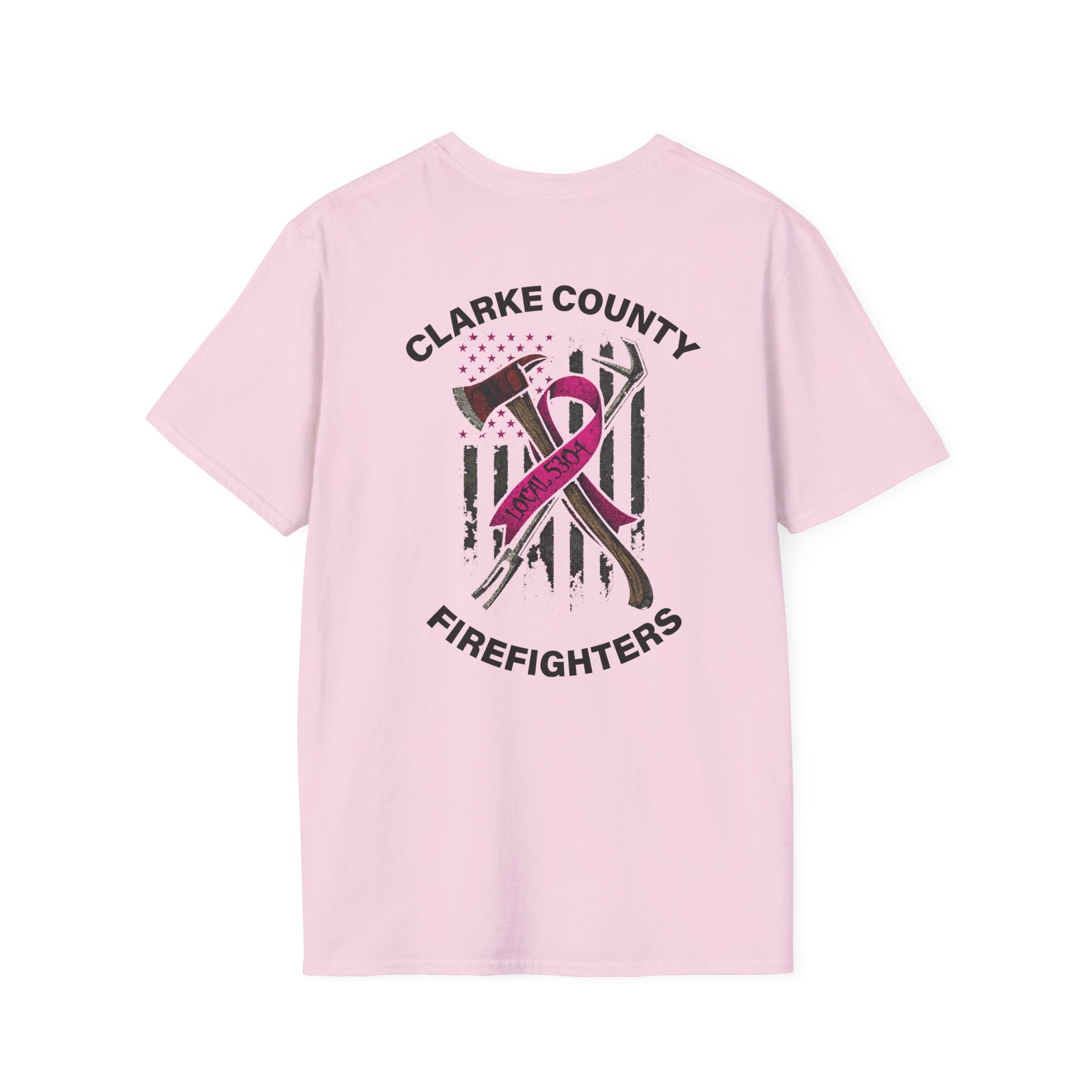 Clarke County Fire Breast Cancer (Portion of Proceeds go to Local 5304) - Gildan Soft Cotton Softstyle T-Shirt