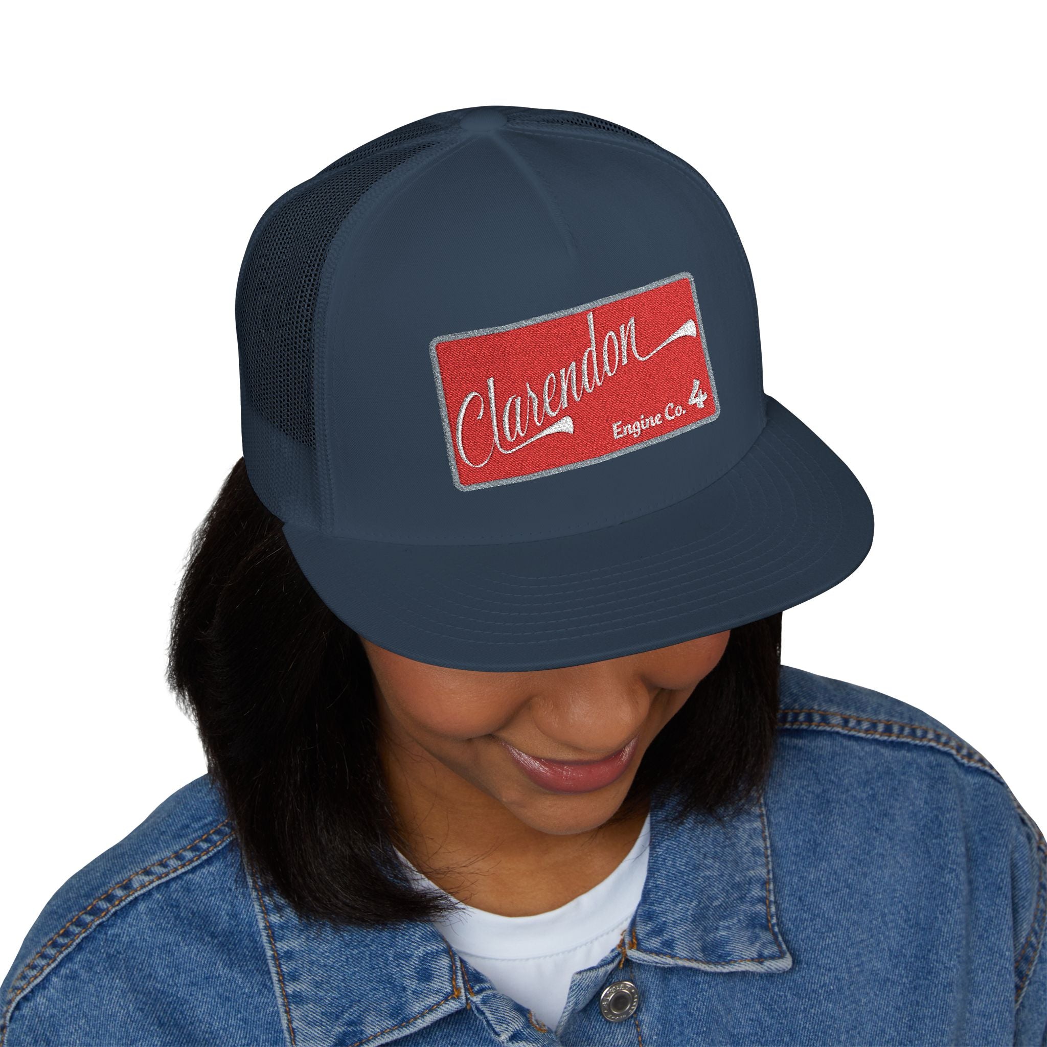 Arlington Clarendon Engine 4 (requested different style hat) - 5 Panel Trucker Cap (Embroidery)