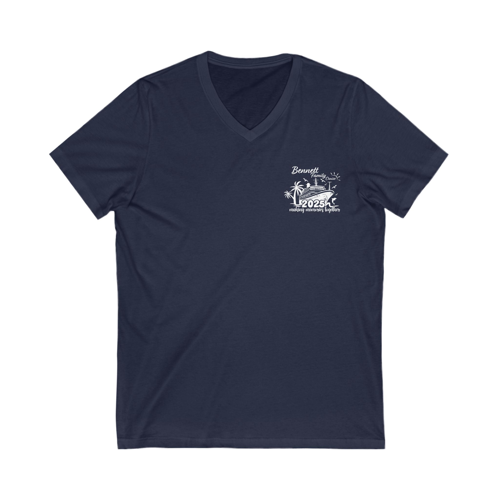 Bennett Family Cruise White Logo - Unisex Jersey Short Sleeve V-Neck Tee