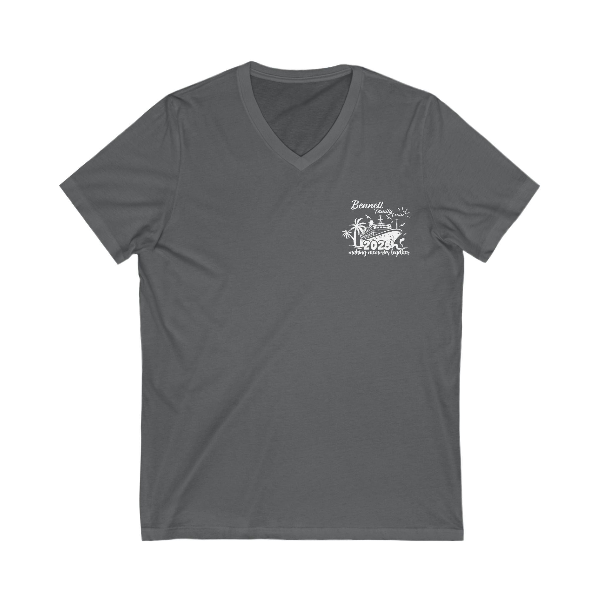 Bennett Family Cruise White Logo - Unisex Jersey Short Sleeve V-Neck Tee