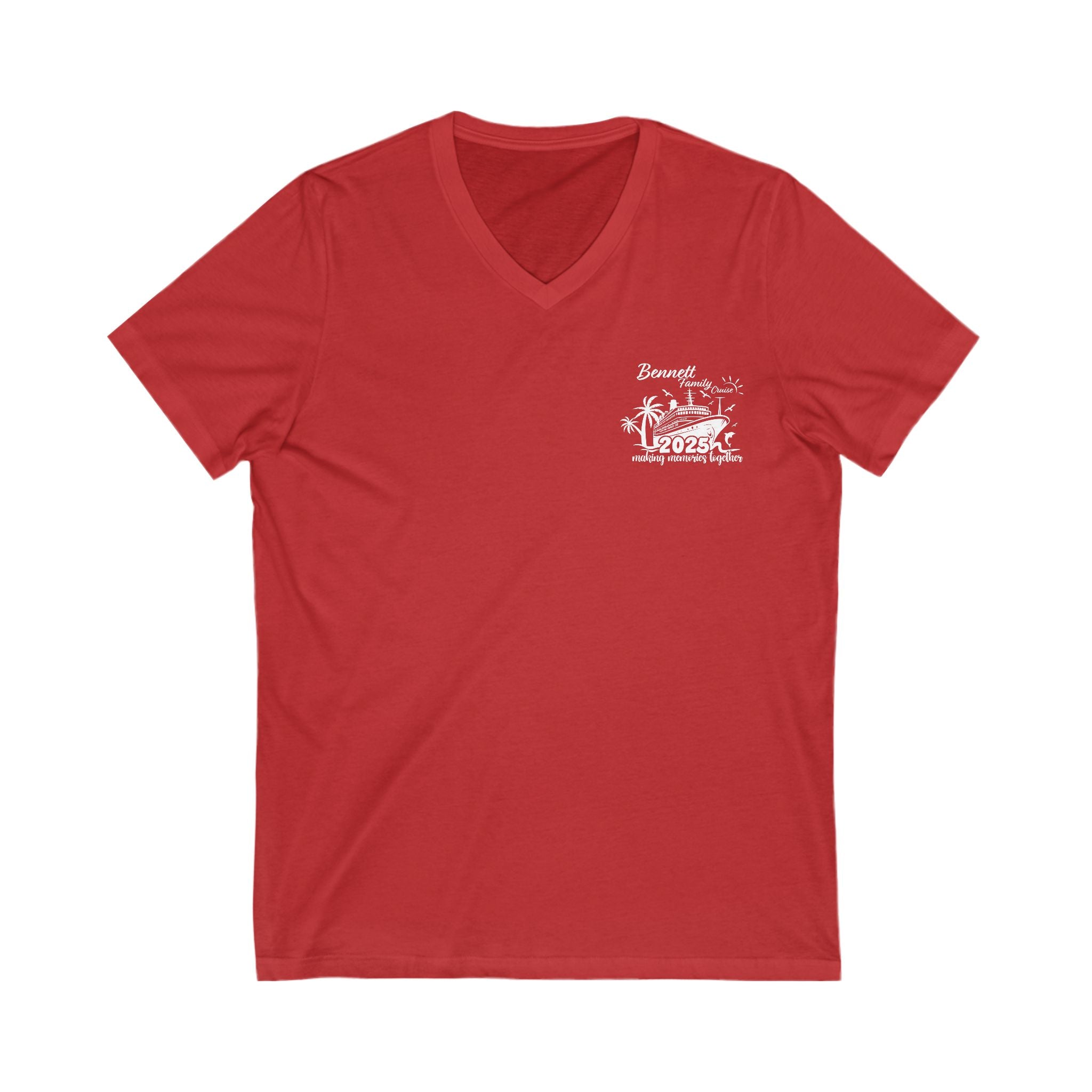Bennett Family Cruise White Logo - Unisex Jersey Short Sleeve V-Neck Tee