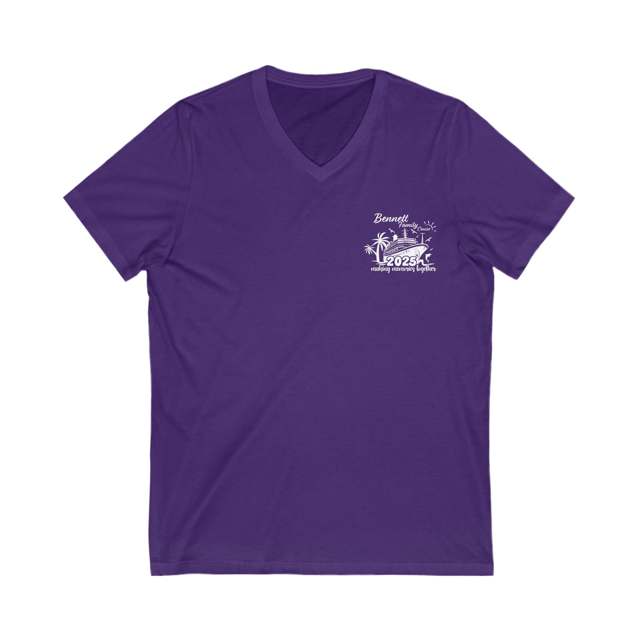 Bennett Family Cruise White Logo - Unisex Jersey Short Sleeve V-Neck Tee
