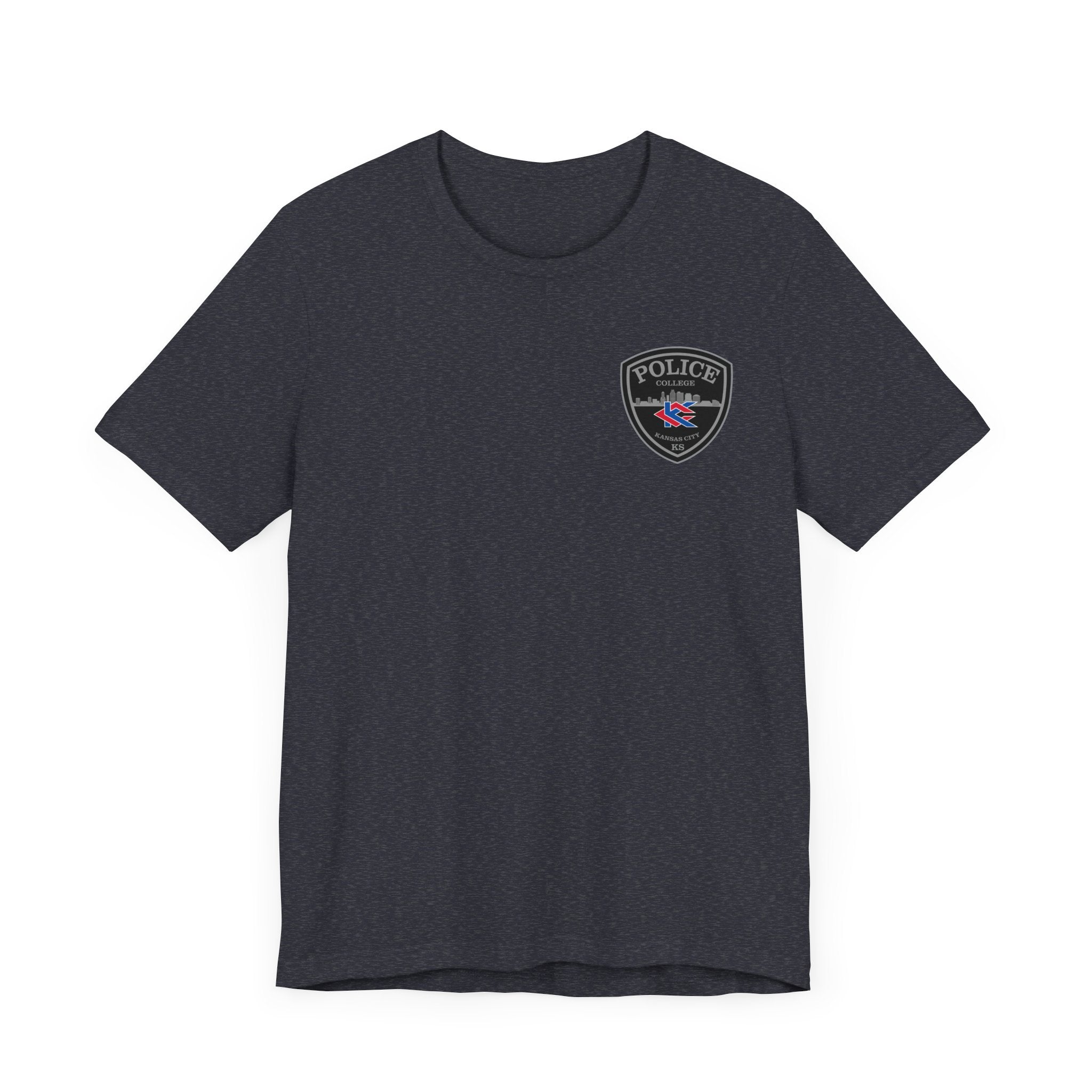 KCKCC Police Patch Black & White Grey Back - Unisex Jersey Short Sleeve Tee
