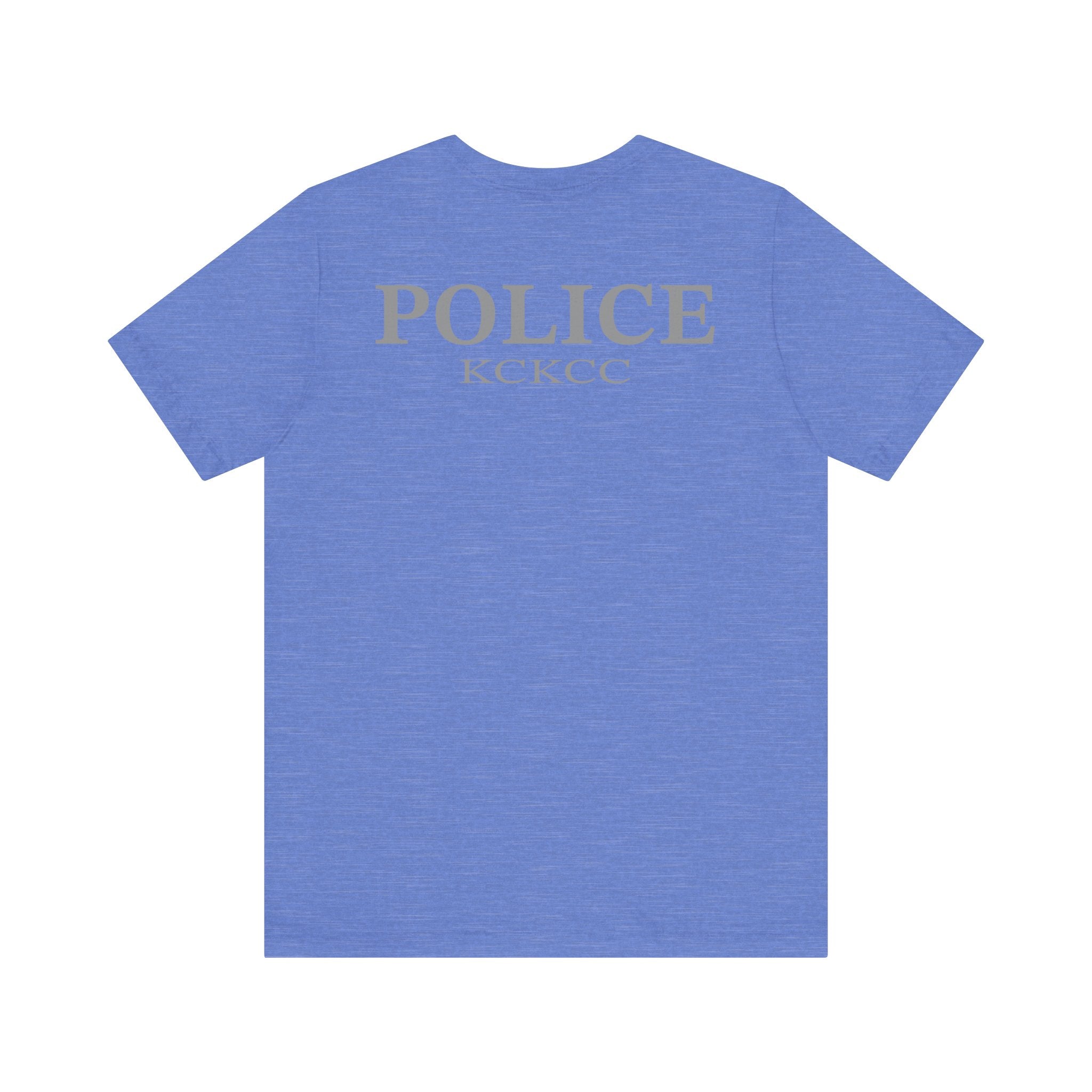 KCKCC Police Patch Black & White Grey Back - Unisex Jersey Short Sleeve Tee