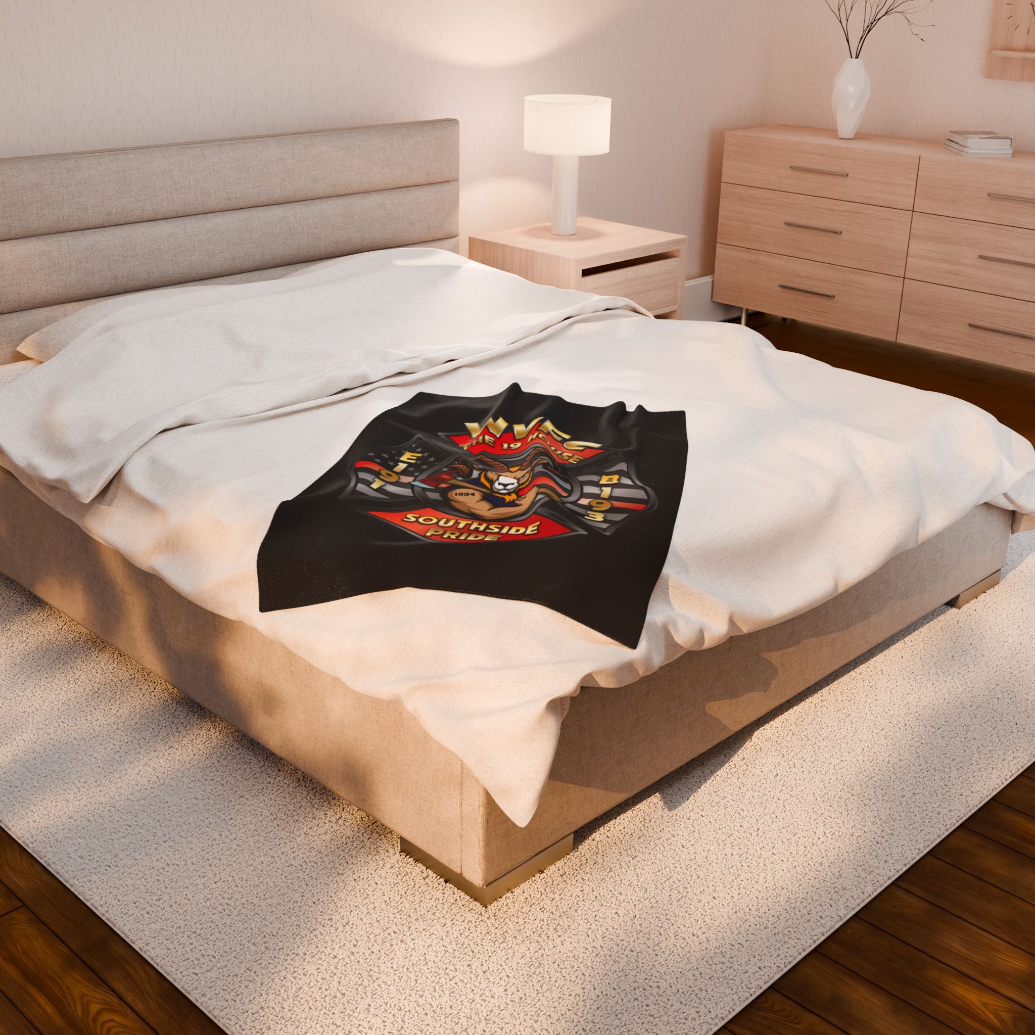 WVFC Goat Logo 1 - Black Velveteen Plush Blanket